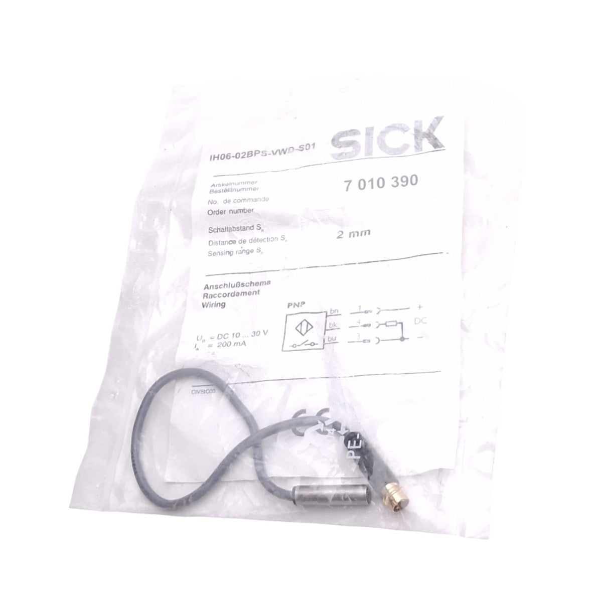 New Sick IH06-02BPS-VWD-S01 Inductive Proximity Sensor, PNP-NO, 2mm Range, 24VDC