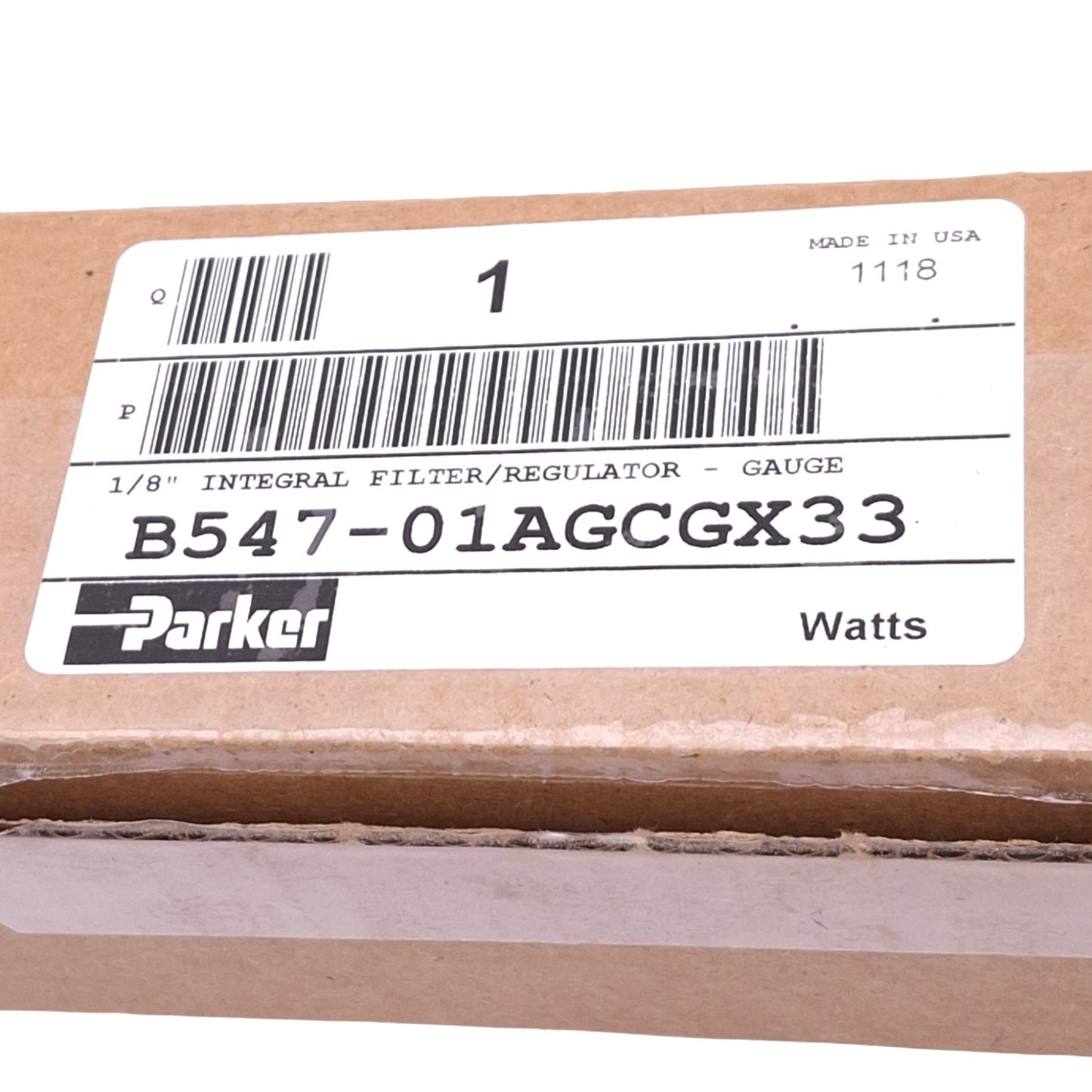 Used Parker B547-01AGCGX33 Filter Regulator, 0-125psi Set, 150psi Max, 1/8in NPT