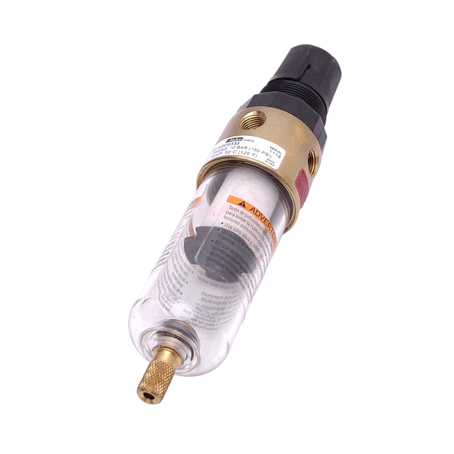 Used Parker B547-01AGCGX33 Filter Regulator, 0-125psi Set, 150psi Max, 1/8in NPT