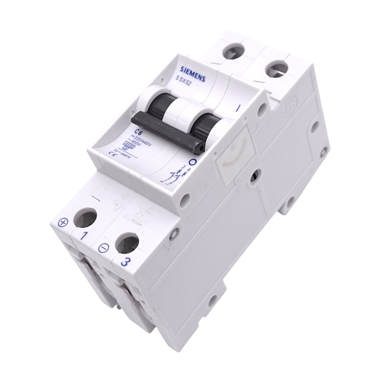 Used Siemens 5SX5206-7 Circuit Breaker, 2-Pole 6A, 440VDC/400VAC Max, DIN Rail