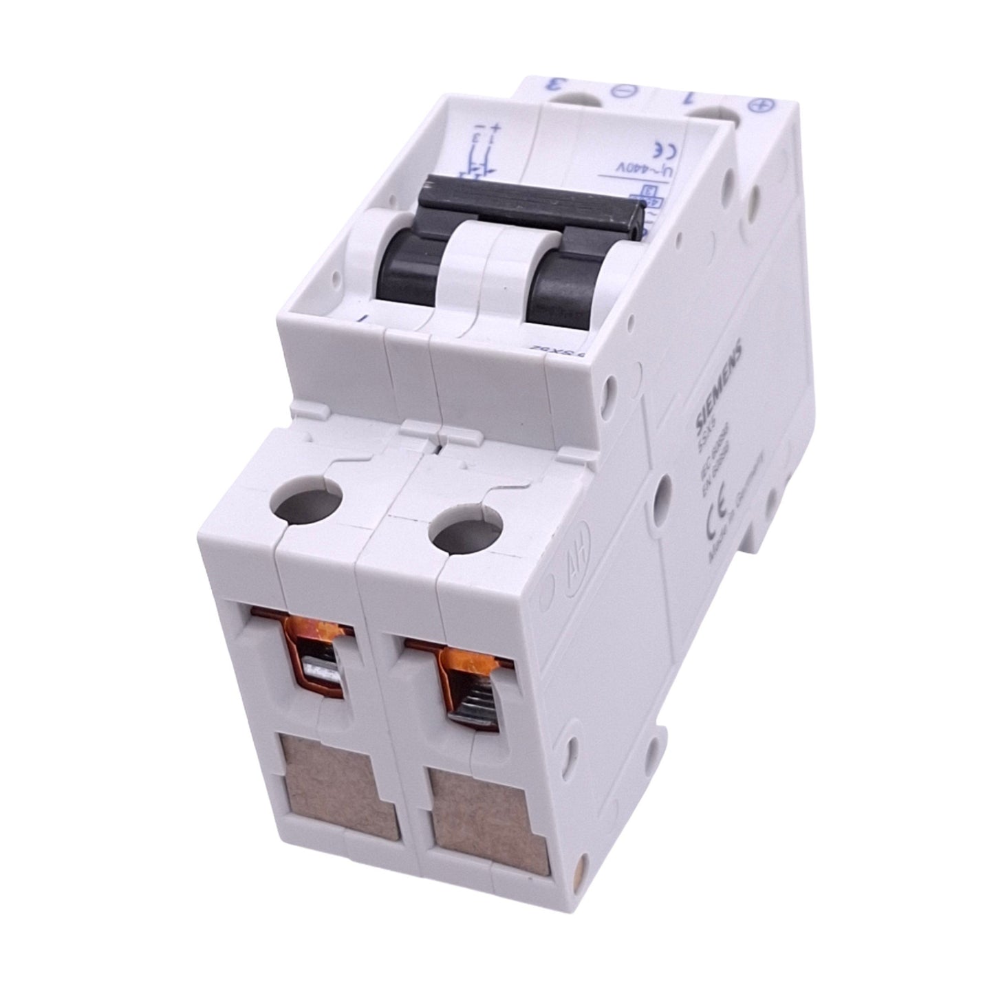 Used Siemens 5SX5206-7 Circuit Breaker, 2-Pole 6A, 440VDC/400VAC Max, DIN Rail