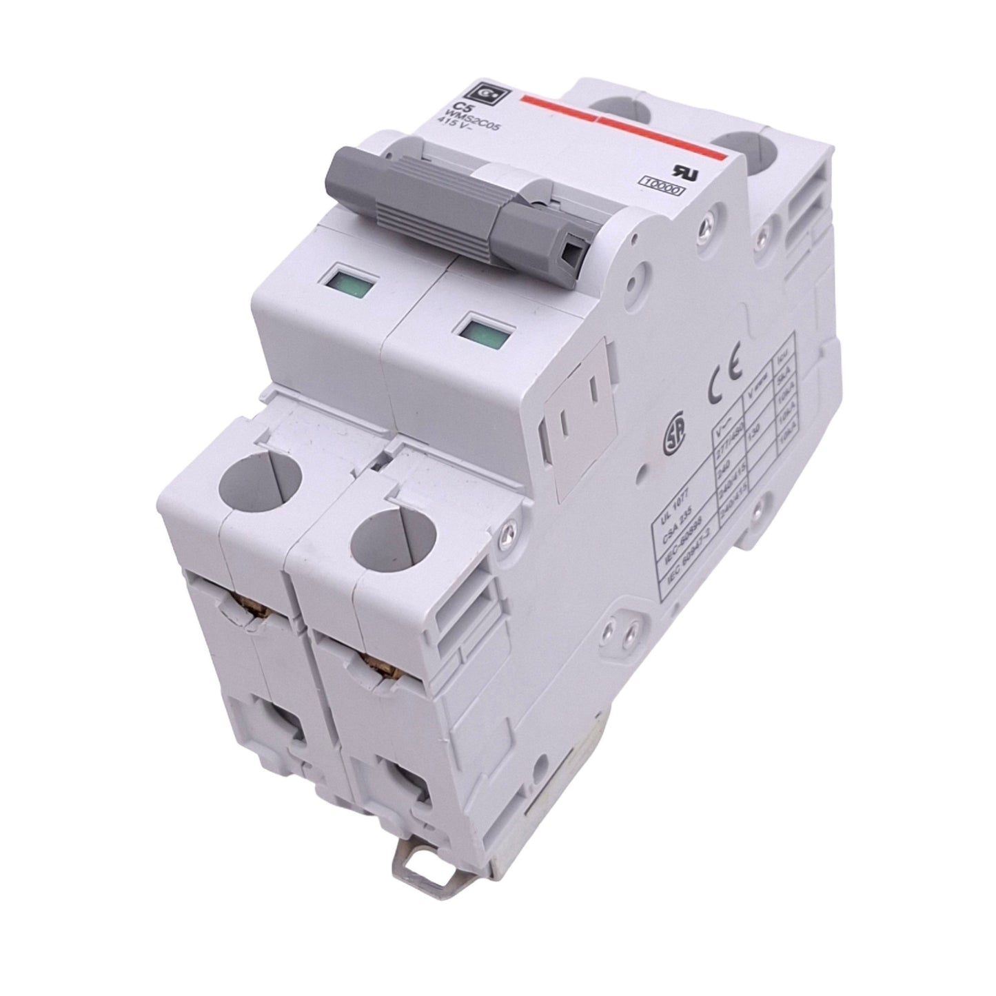 Used Lot of 2 Cutler Hammer WMS2C05 Circuit Breakers, 2-Pole 5A, 240VAC/130VDC Max
