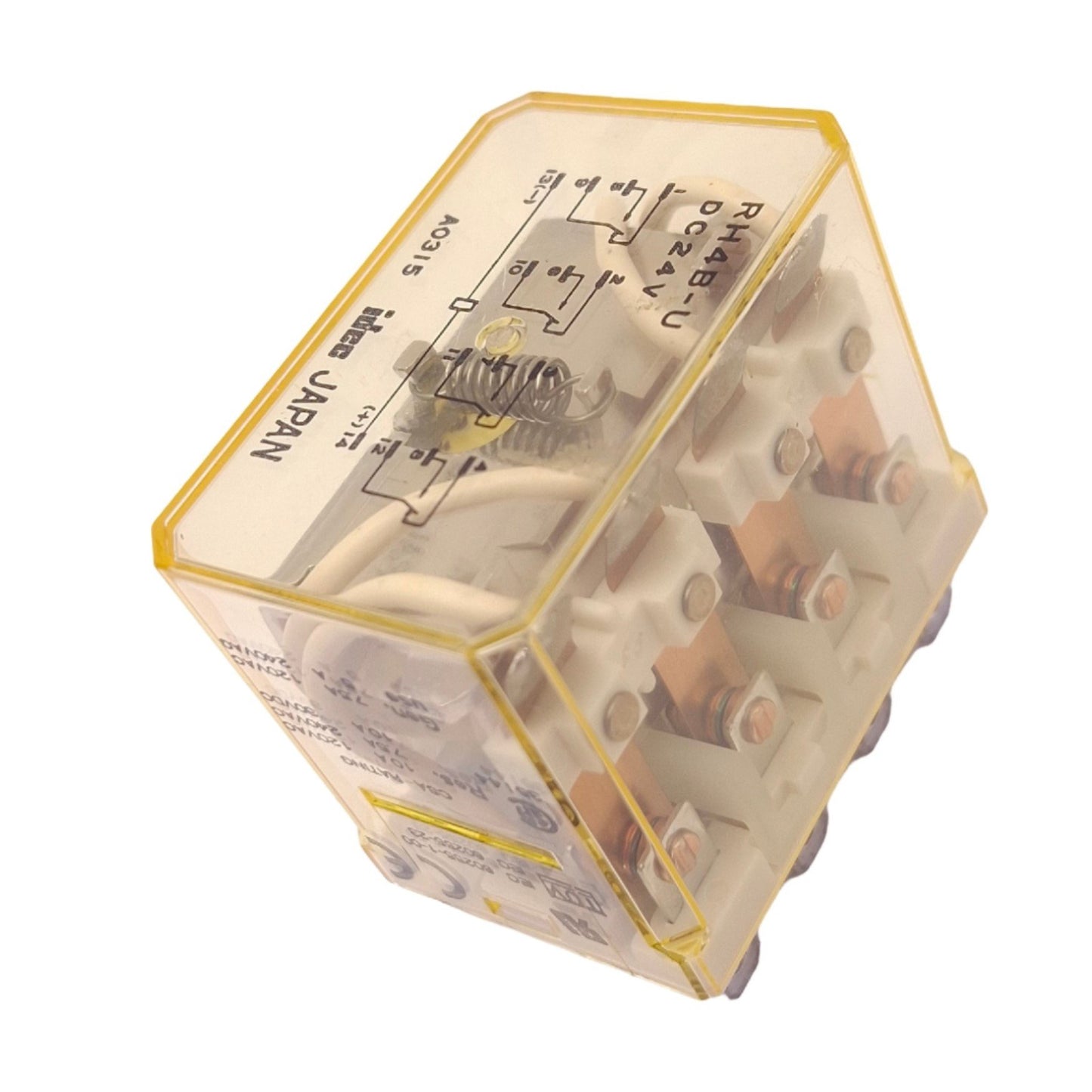 Used Lot of 4 IDEC RH4B-UDC24V Relays, 4PDT 14-Pin Blade, 10A Max, 24VDC Coil