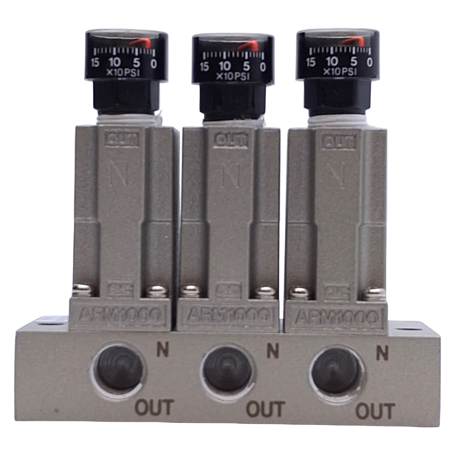 Used SMC ARM1000-3A1-01G Regulator Manifold 0.05-0.7MPa Range, 1.2MPa Proof, 1/8Rc