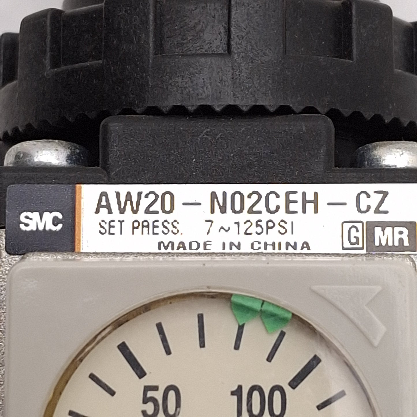 Used SMC AW20-N02CEH-CZ Pneumatic Filter Regulator, 5µm, 7-125psi Set, 1/4in NPT