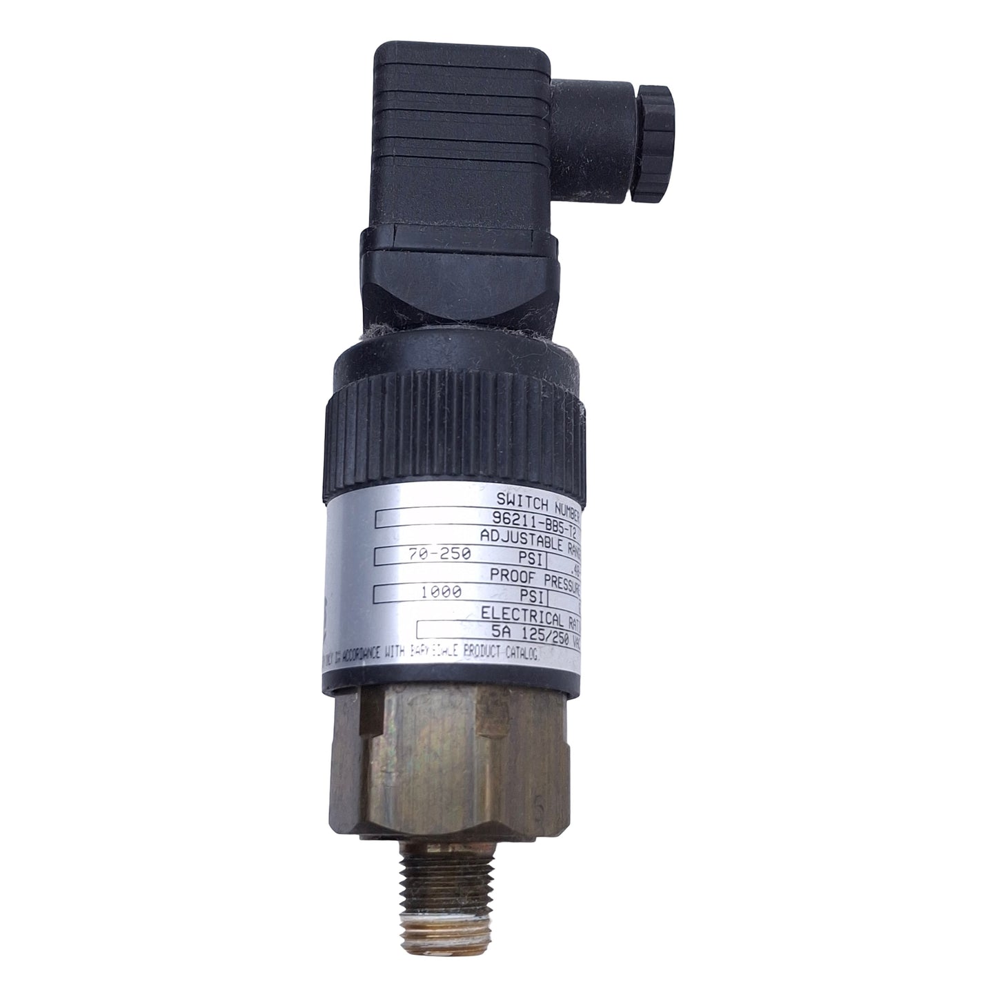 Used Barksdale 96211-BB5-T2 Pressure Switch, SPDT 5A 125/250VAC, 1/4in NPT, 70-250psi