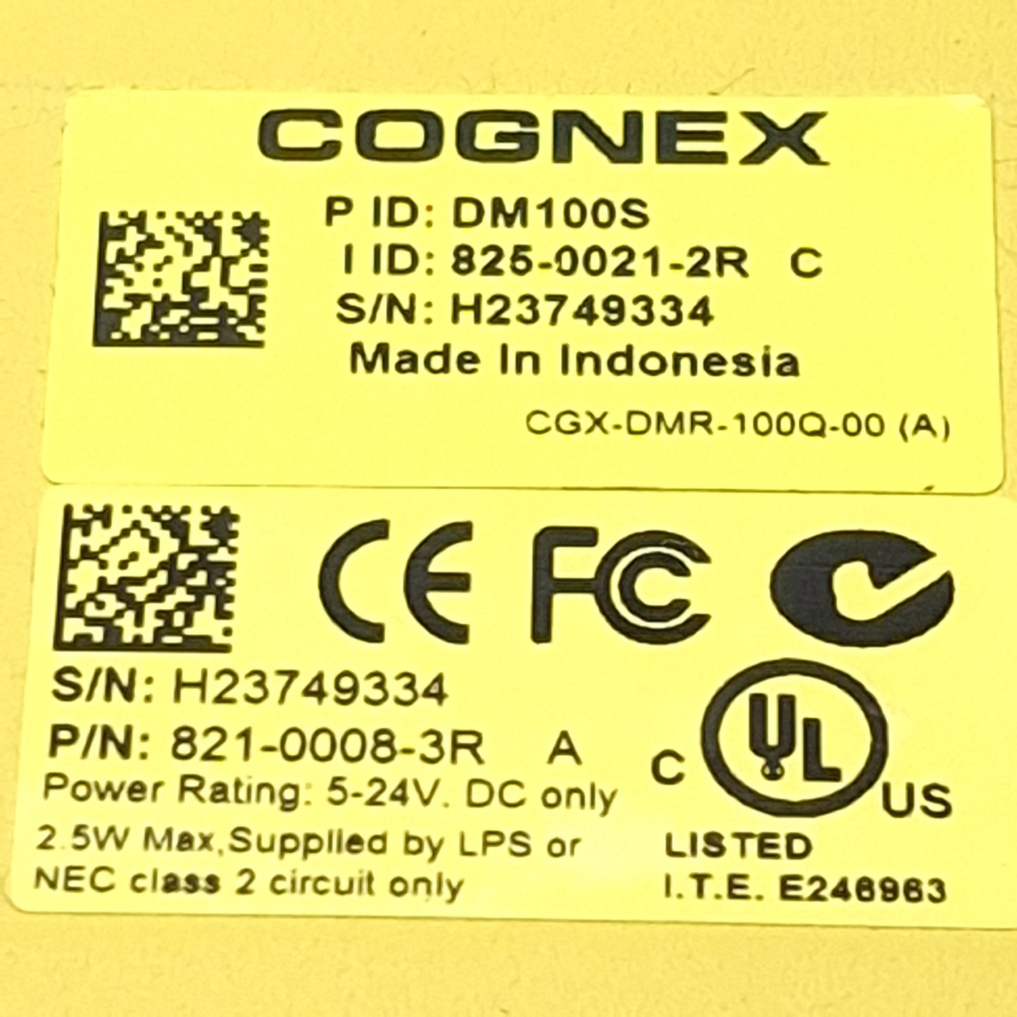 Used Cognex DM100S DataMan 100 Barcode Scanner Reader, 5-24VDC, RS-232, 15-Pin D-Sub