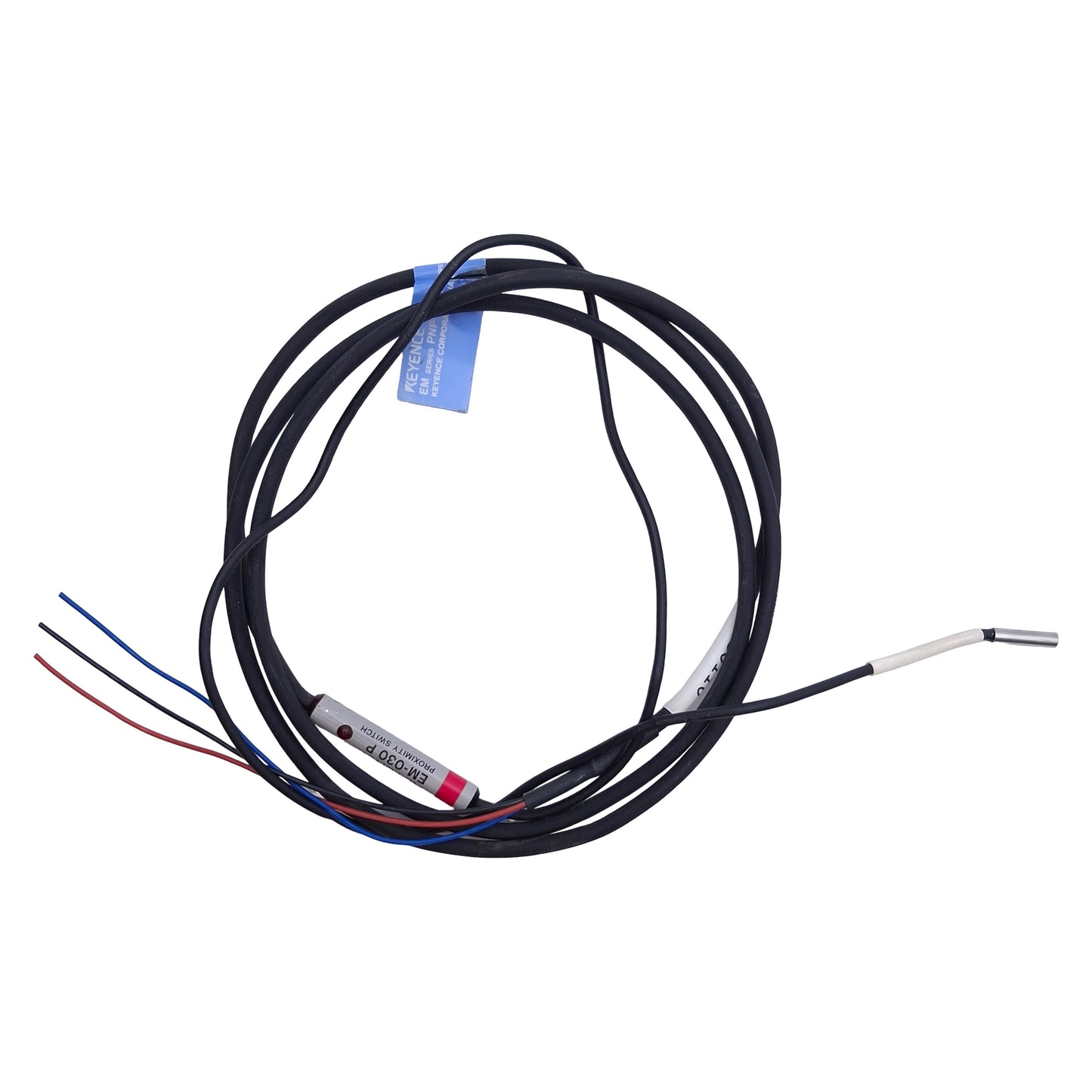 Used Keyence EM-030P Proximity Sensor With Amplifier ø3mm, 0.6mm±15%, 10.8-30VDC