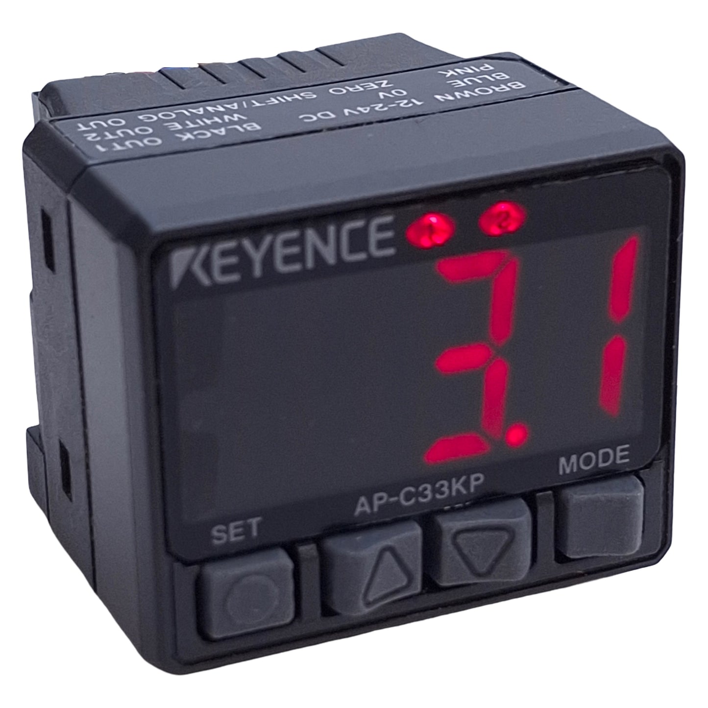 Used Keyence AP-C33KP Digital Pressure Sensor Switch 0-145psi, 12-24VDC, PNP 1/8" NPT