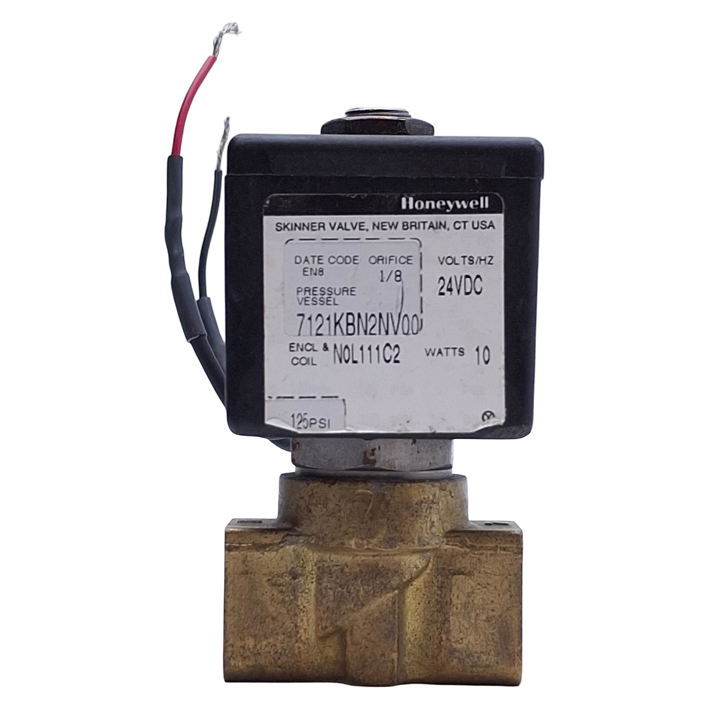 Used Honeywell 7121KBN2NV00 Skinner Valve 1/4"NPT Ports, 0.31Cv Flow, 24VDC Coil