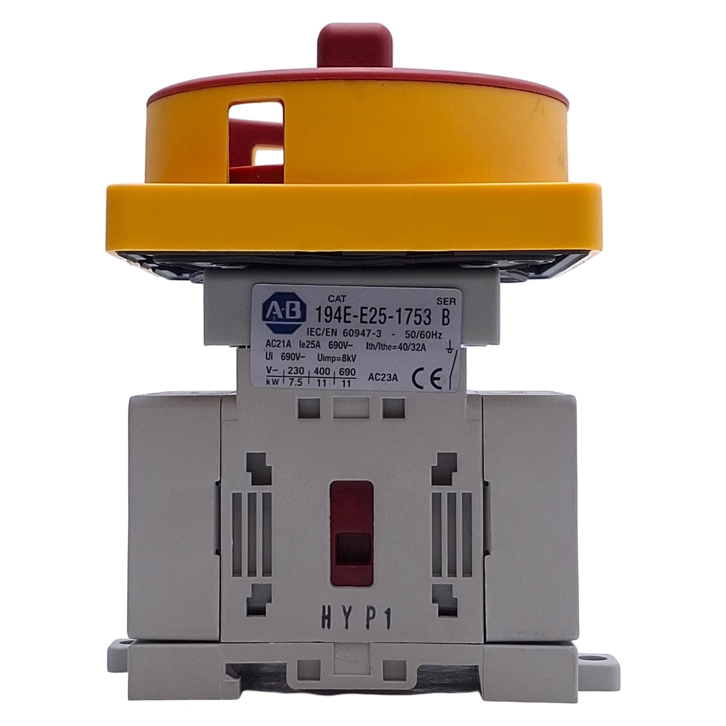 Used Allen Bradley 194L-E25-1753 Disconnect Switch 25A 3-Pole w/Rotary ON-OFF Handle
