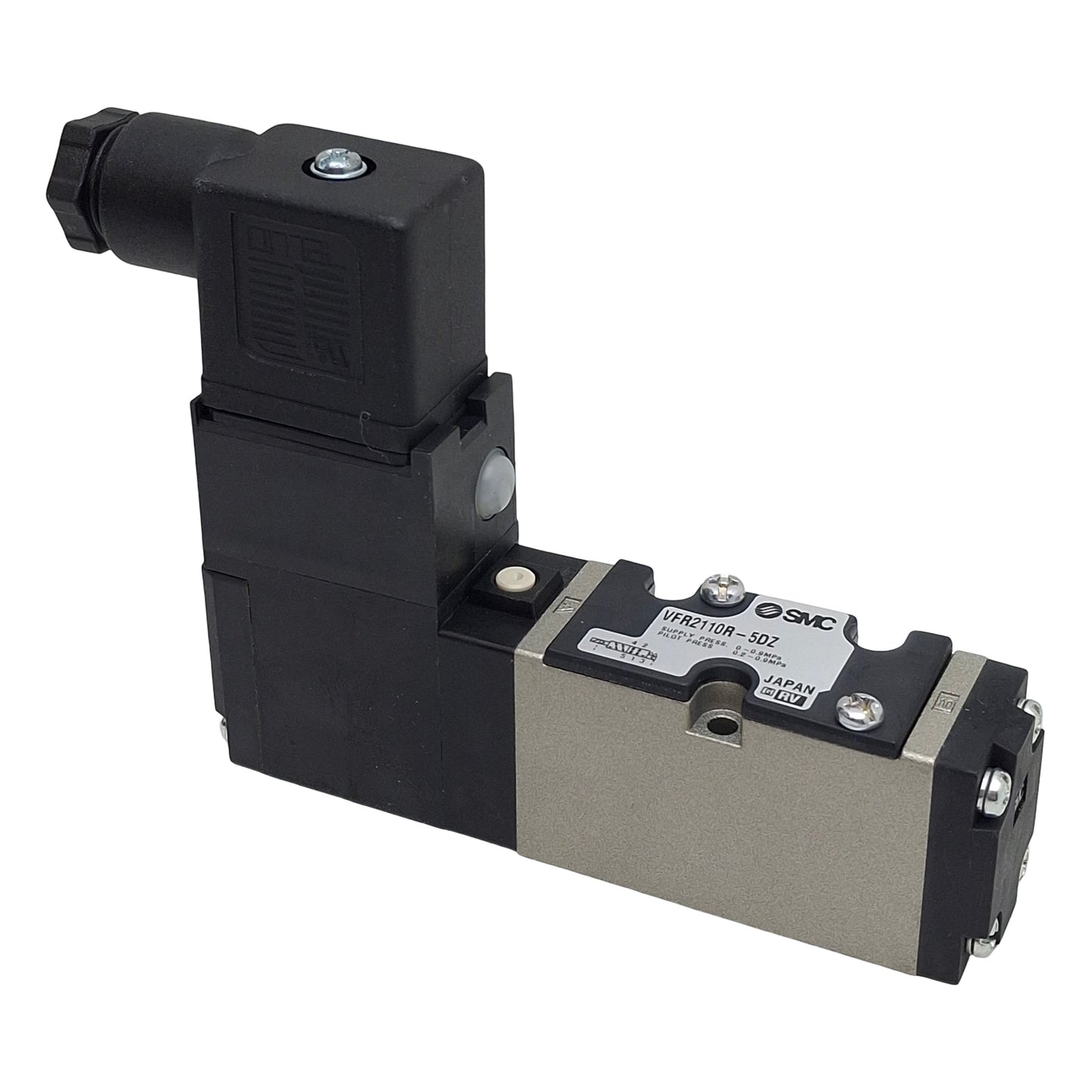 New – Open box SMC VFR2110R-5DZ Solenoid Valve, 5/2-Way, 0-0.9MPa, DIN Terminal, 24VDC Coil