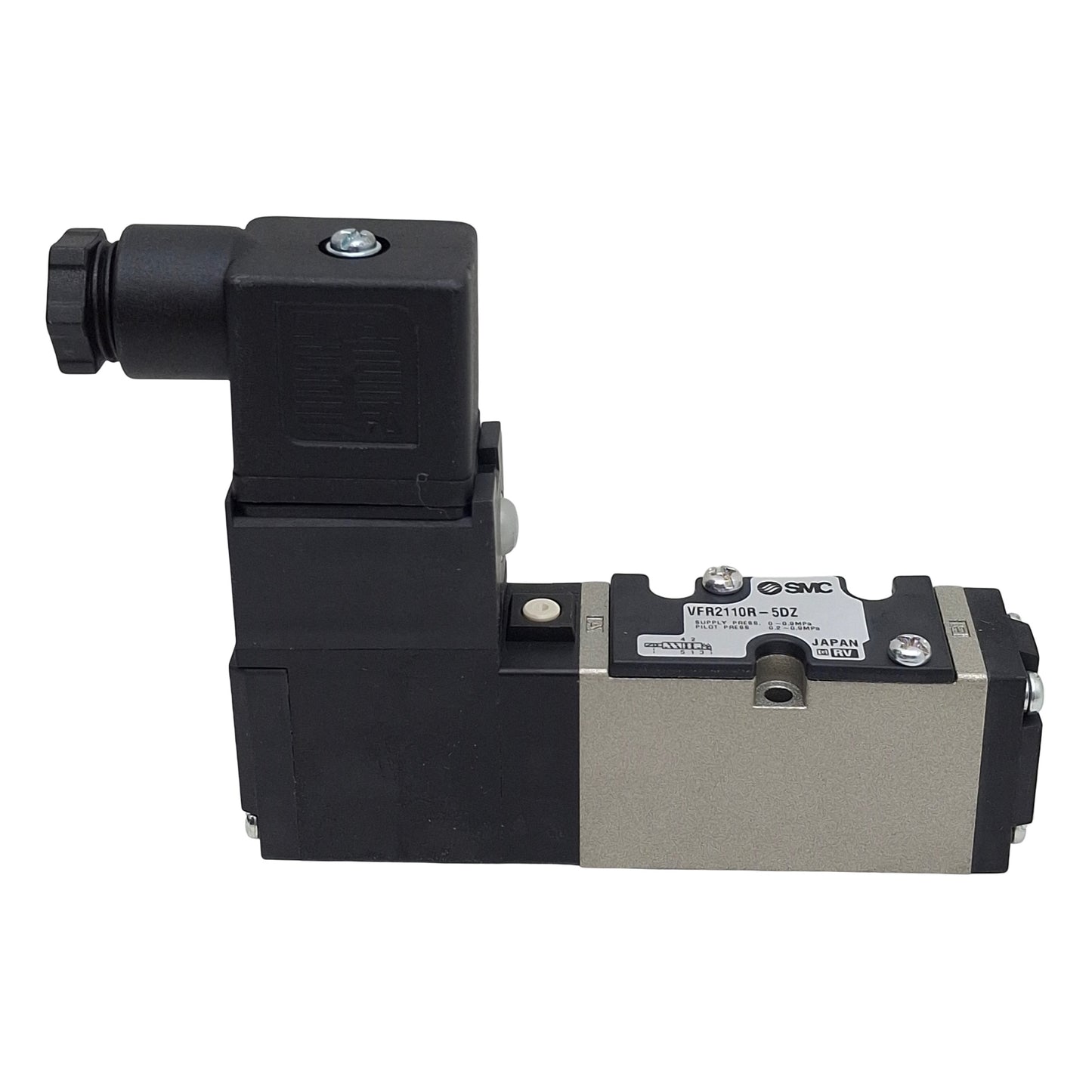New – Open box SMC VFR2110R-5DZ Solenoid Valve, 5/2-Way, 0-0.9MPa, DIN Terminal, 24VDC Coil