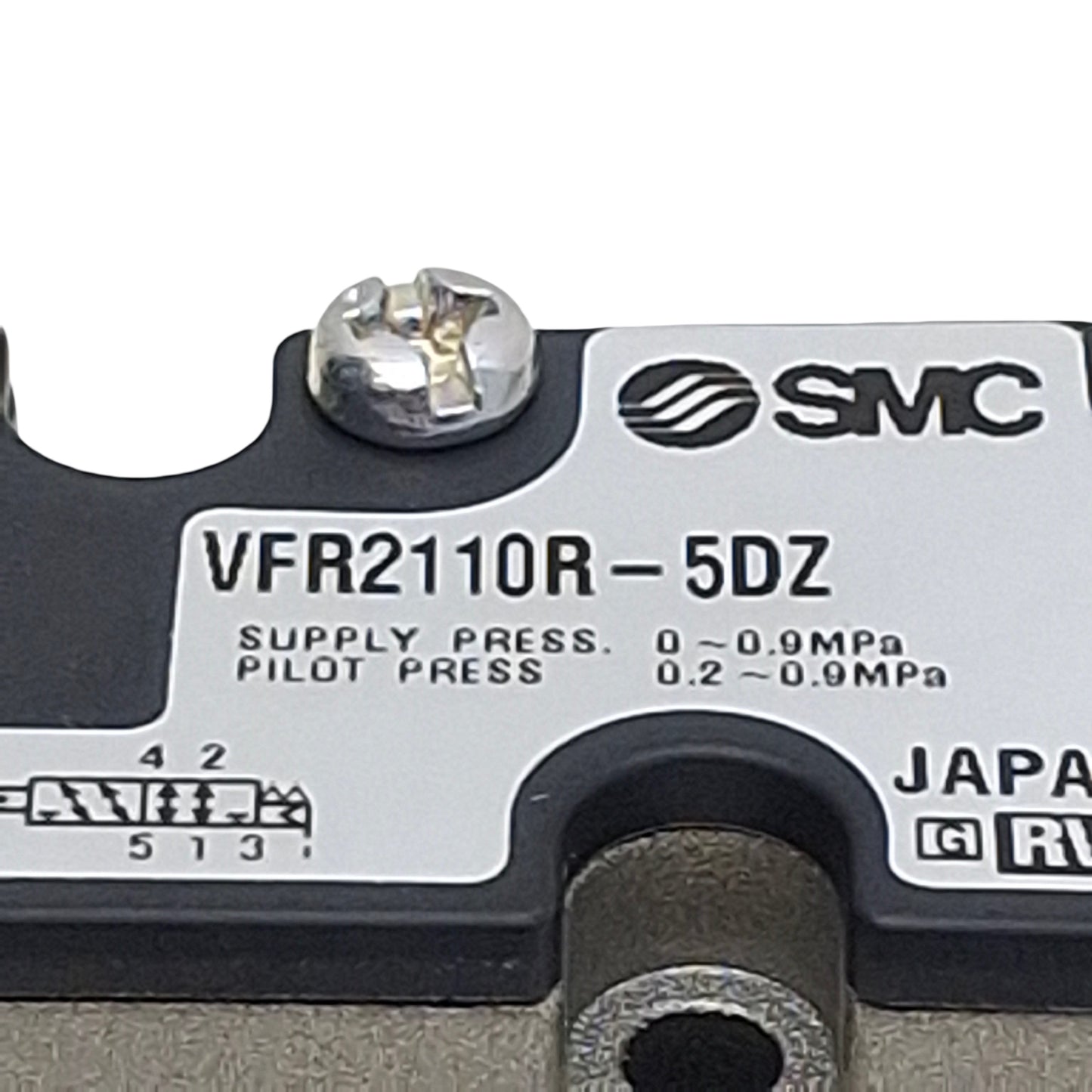 New – Open box SMC VFR2110R-5DZ Solenoid Valve, 5/2-Way, 0-0.9MPa, DIN Terminal, 24VDC Coil