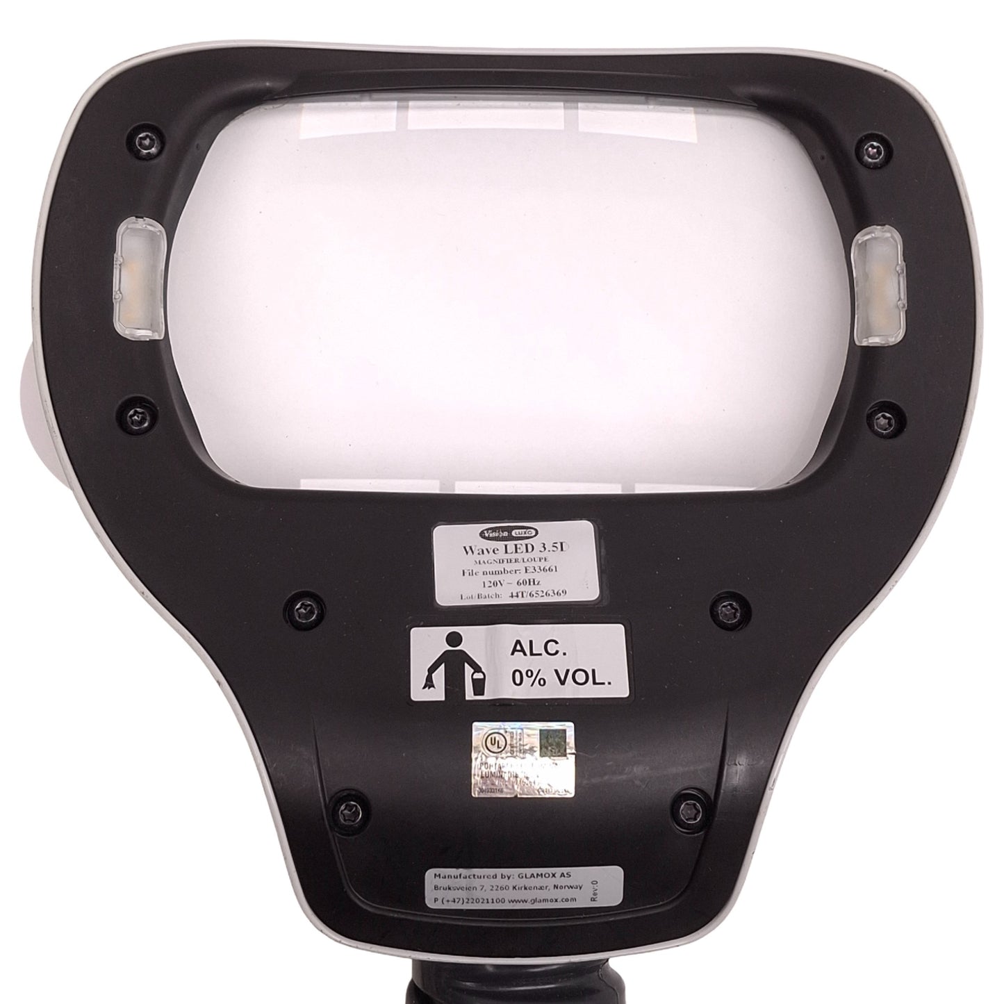 Used Luxo WAL025970 Wave LED Magnifier, 30in Arm, 3.5D, 100-120VAC, 200mm WD *Clamp*