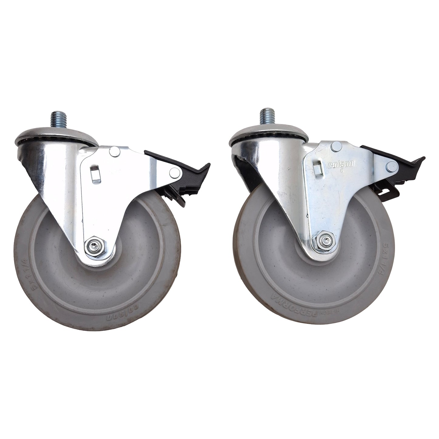 Used Lot of 2 Colson 2.05254.445 MTG10 BRK5 Stem Mount Swivel Caster, ø5in x 1-1/4in