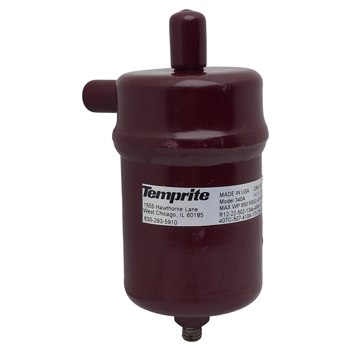 New – Open box Temprite 034000000 340A Oil Separator, 650psi Max, 0.3-0.6µm, 3/8in ODS