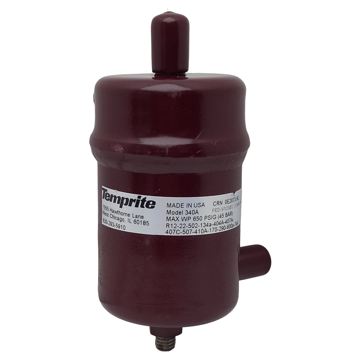 New – Open box Temprite 034000000 340A Oil Separator, 650psi Max, 0.3-0.6µm, 3/8in ODS