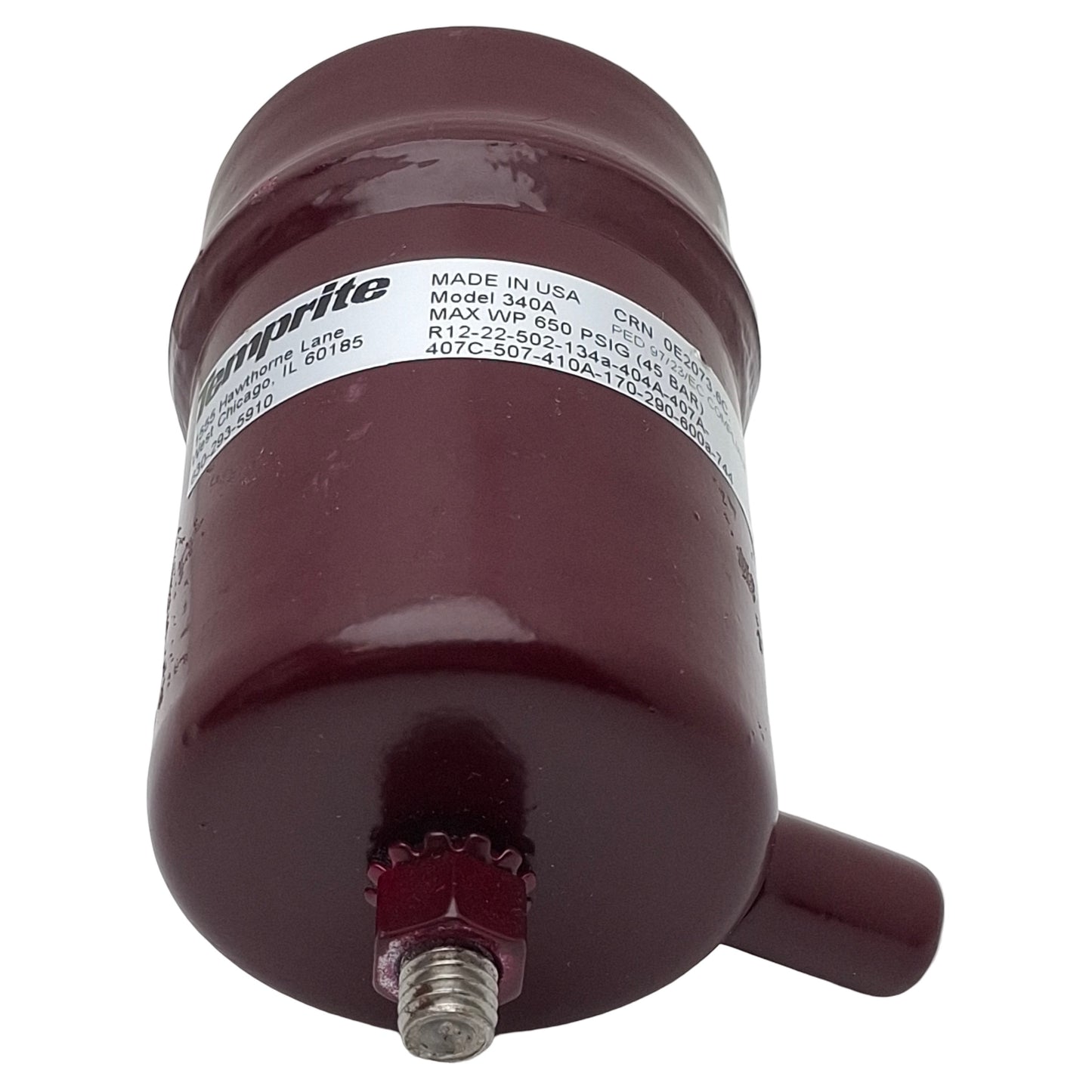 New – Open box Temprite 034000000 340A Oil Separator, 650psi Max, 0.3-0.6µm, 3/8in ODS