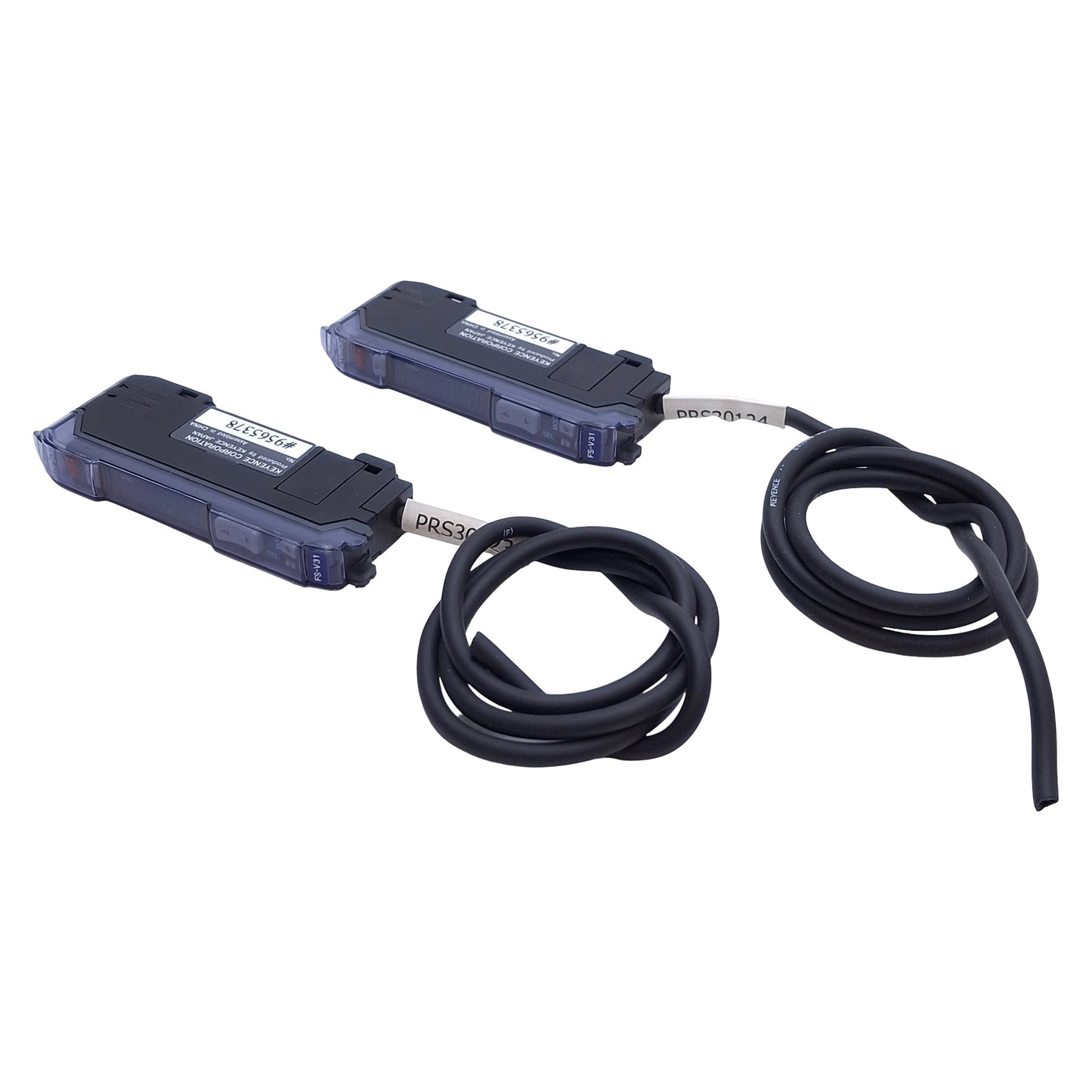 Used Lot of 2 Keyence FS-V31 Fiber Optic Sensor Amplifier, NPN Output, 12-24VDC