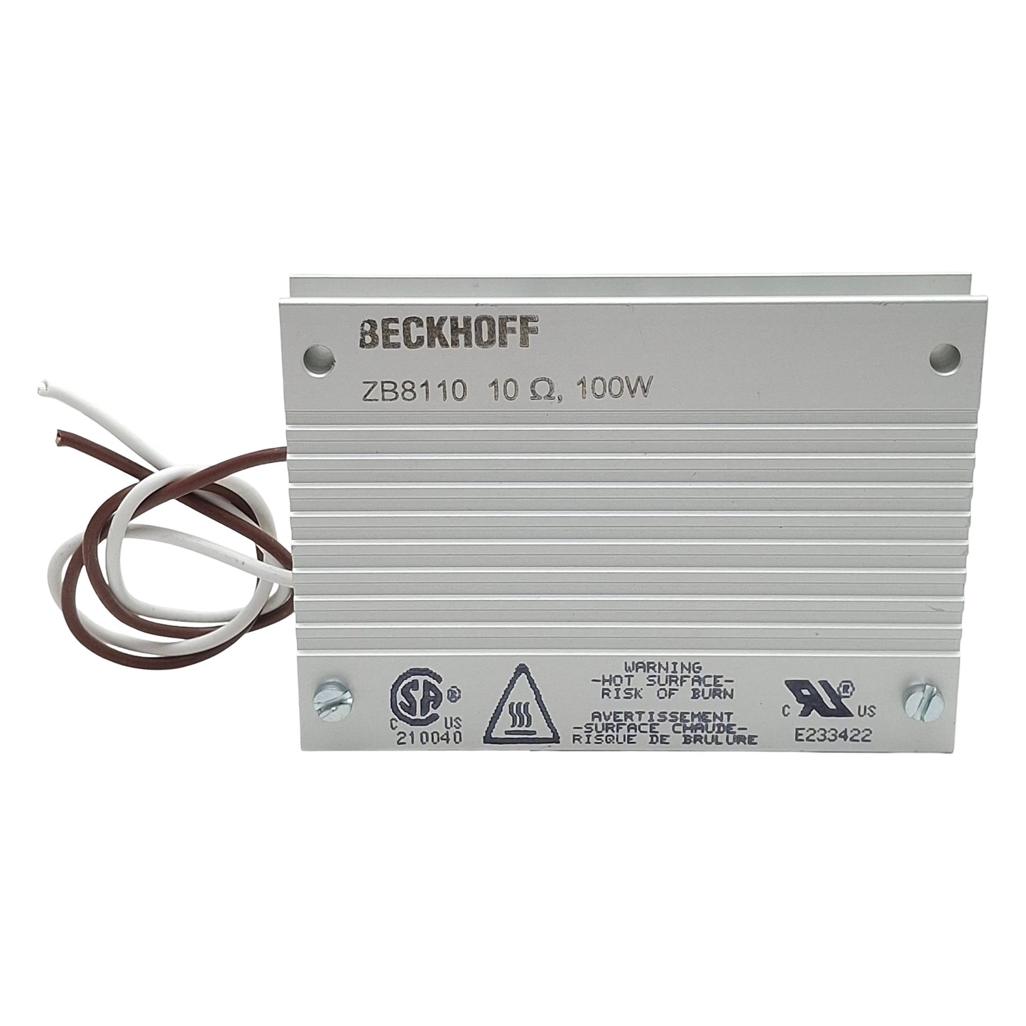 Used Beckhoff ZB8110 External Braking Resistor, 100W, 10 Ω, 600VAC/850VDC, 12/19A
