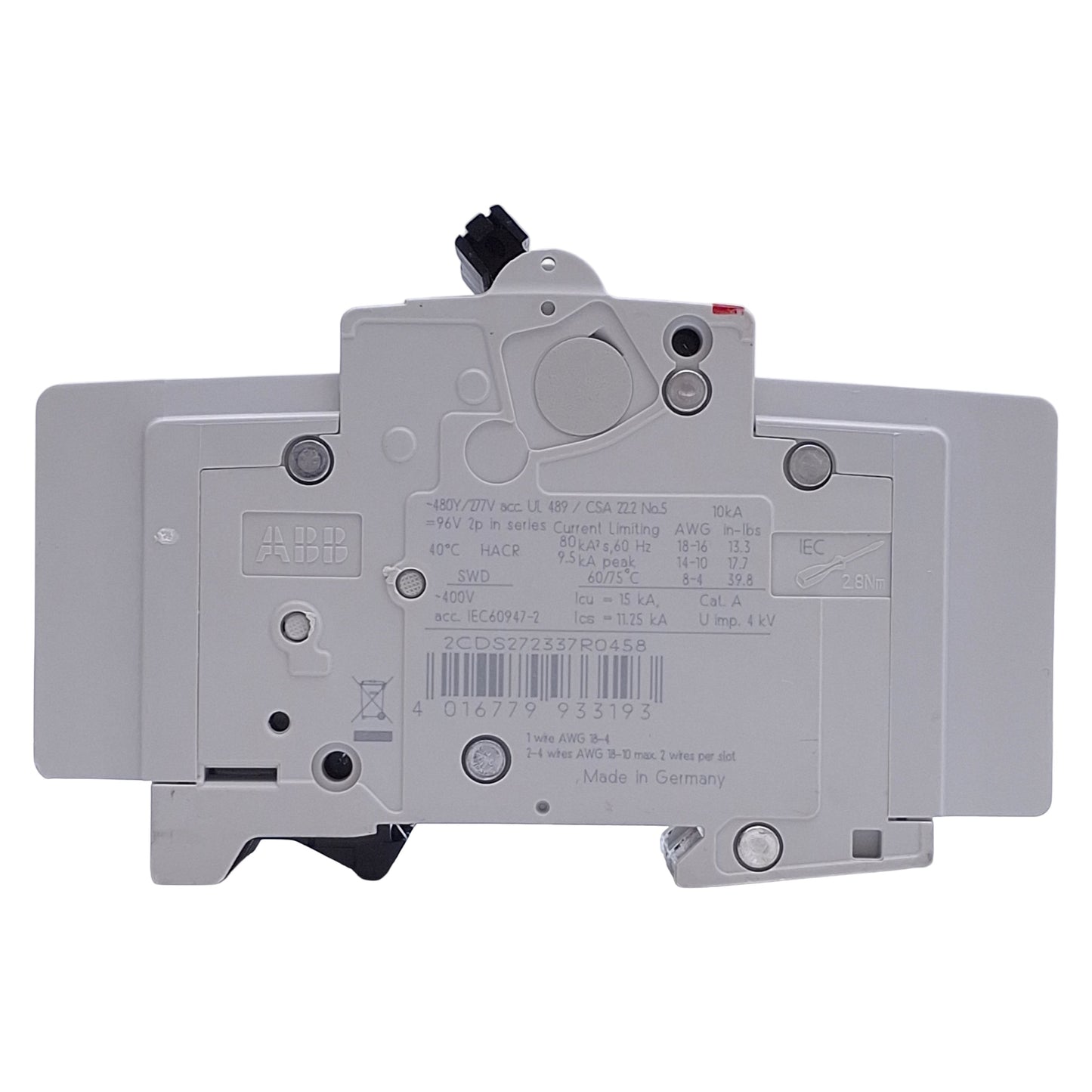 New – Open box ABB SU202M-Z15 Miniature Circuit Breaker 2-Pole, 15A, 250VAC, DIN Rail