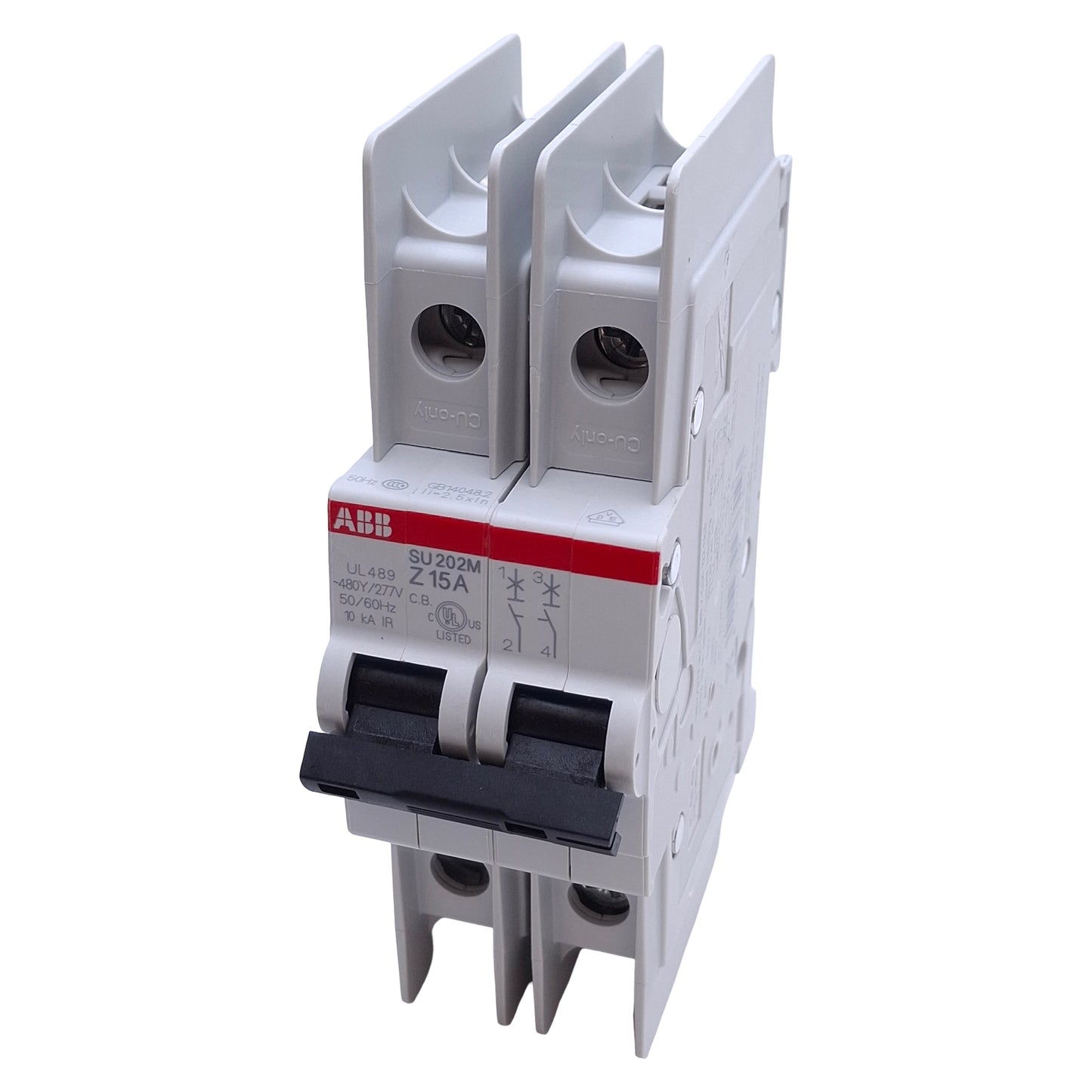 Used ABB SU202M-Z15 Miniature Circuit Breaker 2-Pole, 15A, 250VAC, DIN Rail