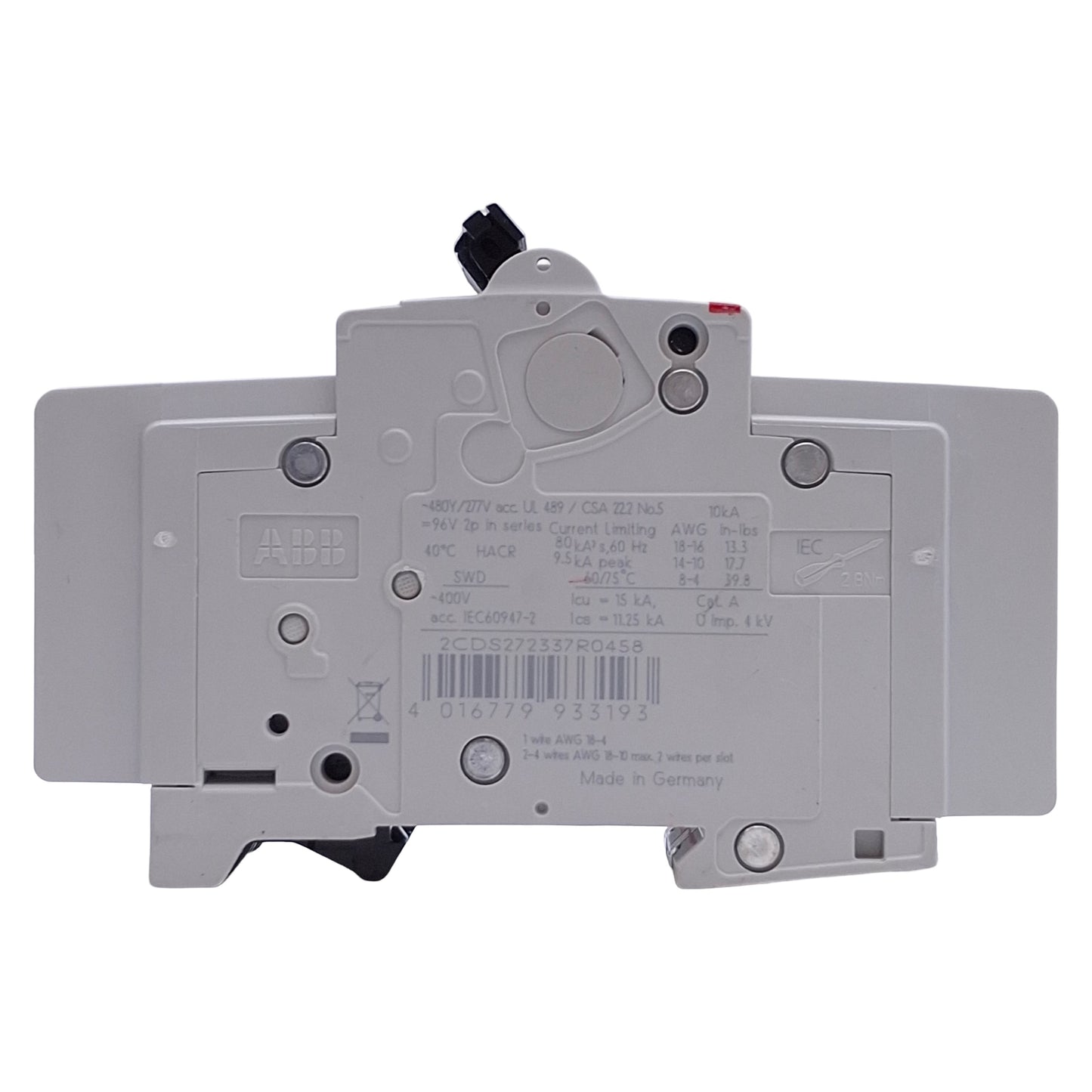 Used ABB SU202M-Z15 Miniature Circuit Breaker 2-Pole, 15A, 250VAC, DIN Rail