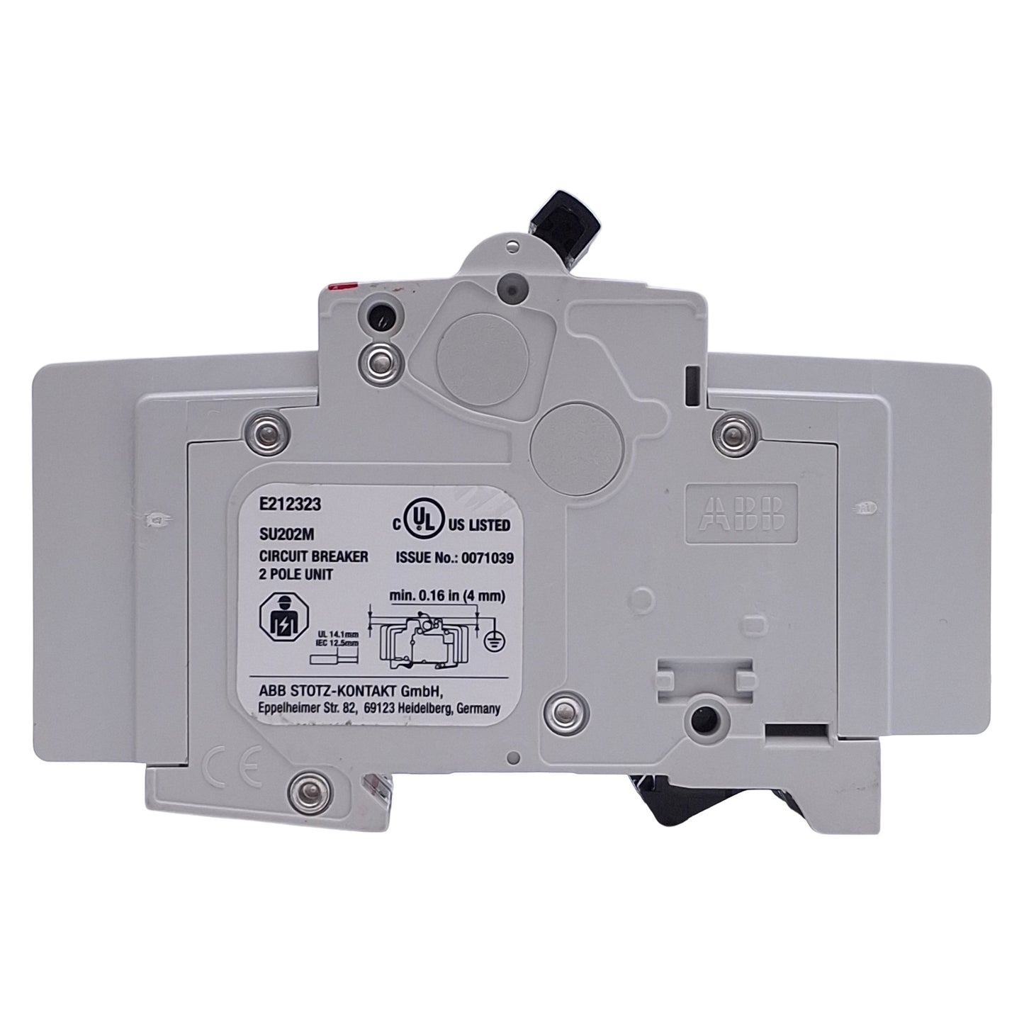 Used ABB SU202M-Z15 Miniature Circuit Breaker 2-Pole, 15A, 250VAC, DIN Rail