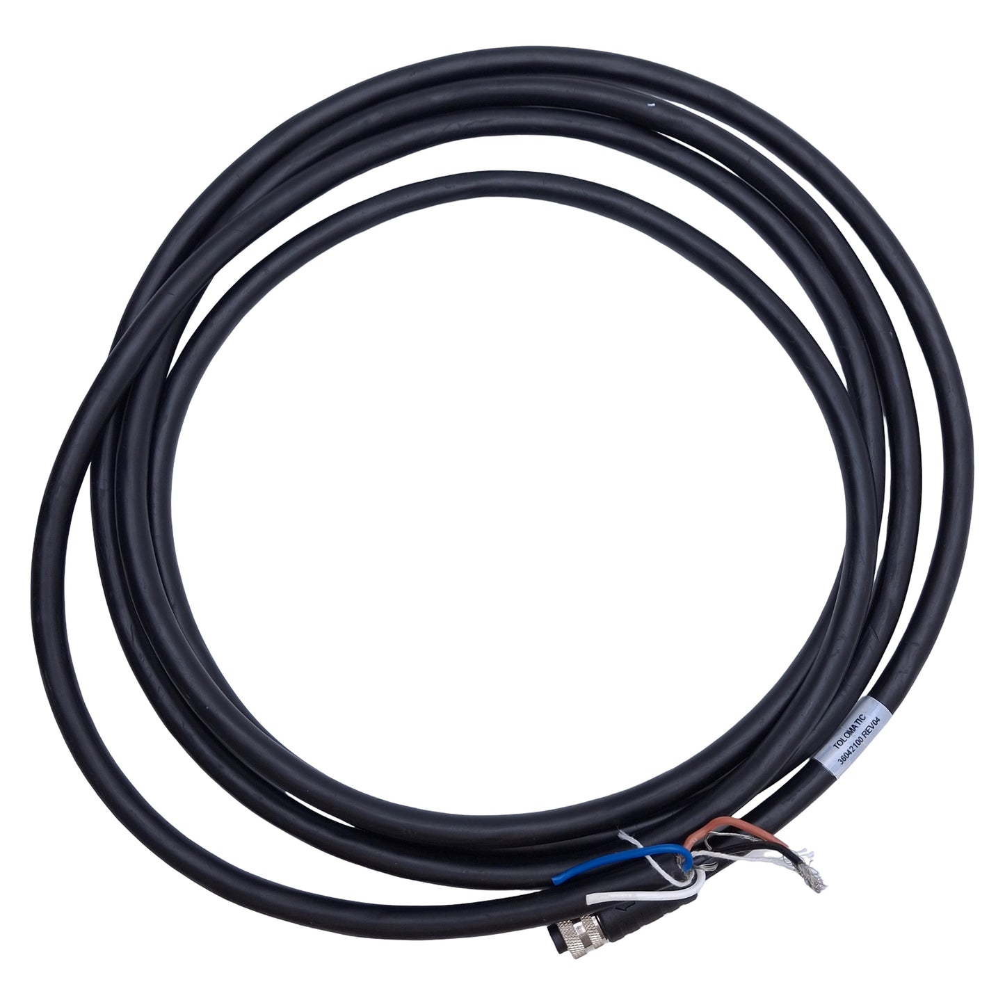 Used Tolomatic 36042100 Motor Cable M12 4-Pin Female to Flying Leads, 9ft Length