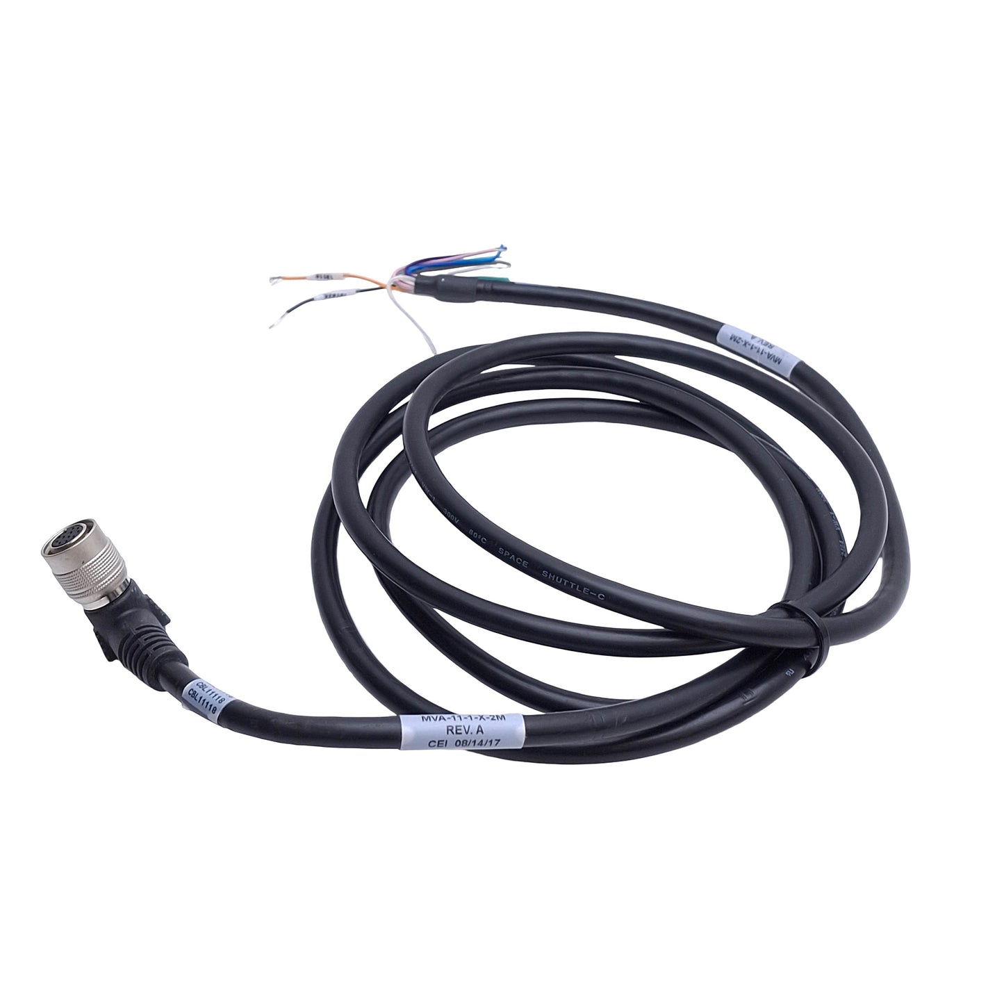 Used CEI MVA-11-1-X-2M Hirose Camera Cable, Hirose 12-Pin Female to Flying Leads, 2m