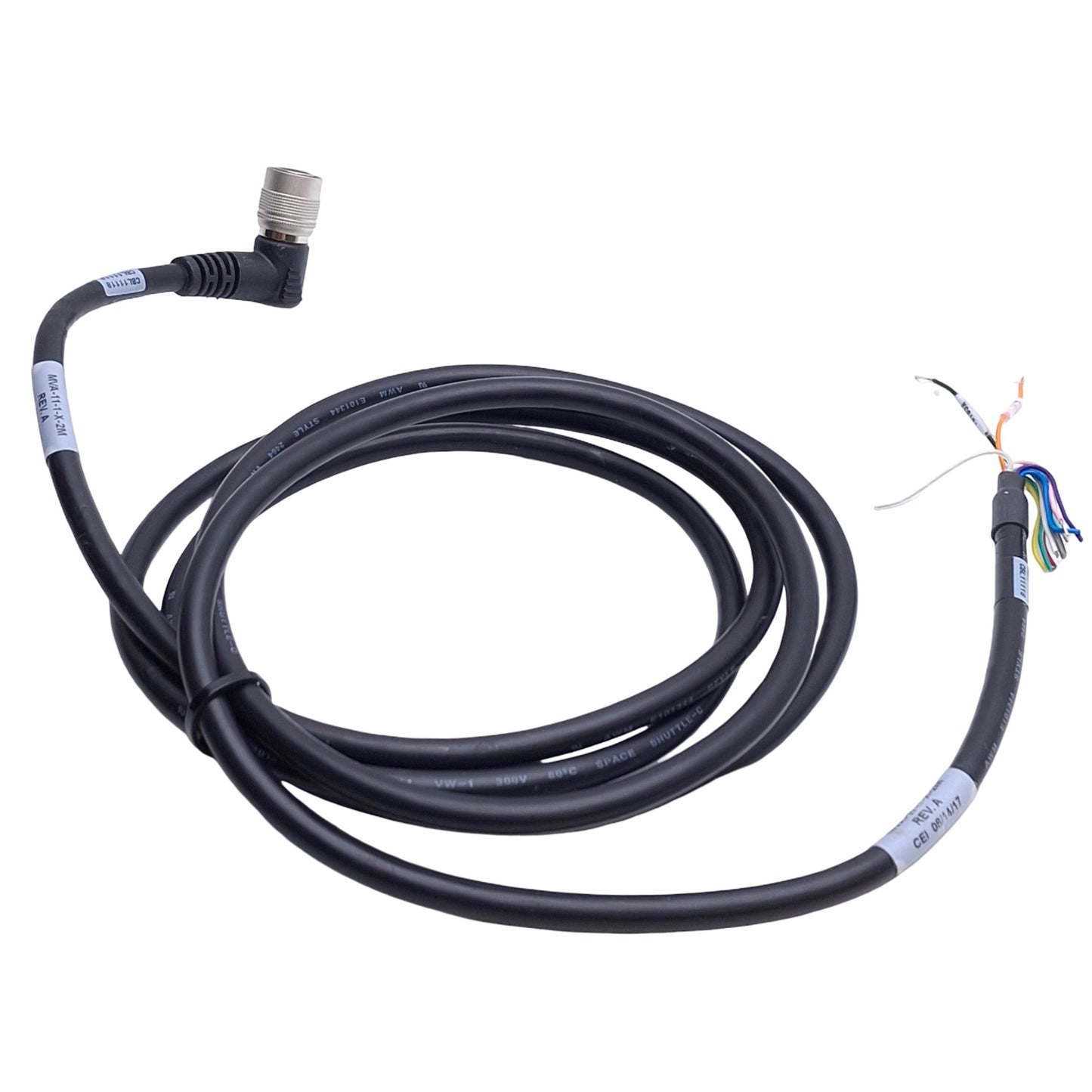 Used CEI MVA-11-1-X-2M Hirose Camera Cable, Hirose 12-Pin Female to Flying Leads, 2m