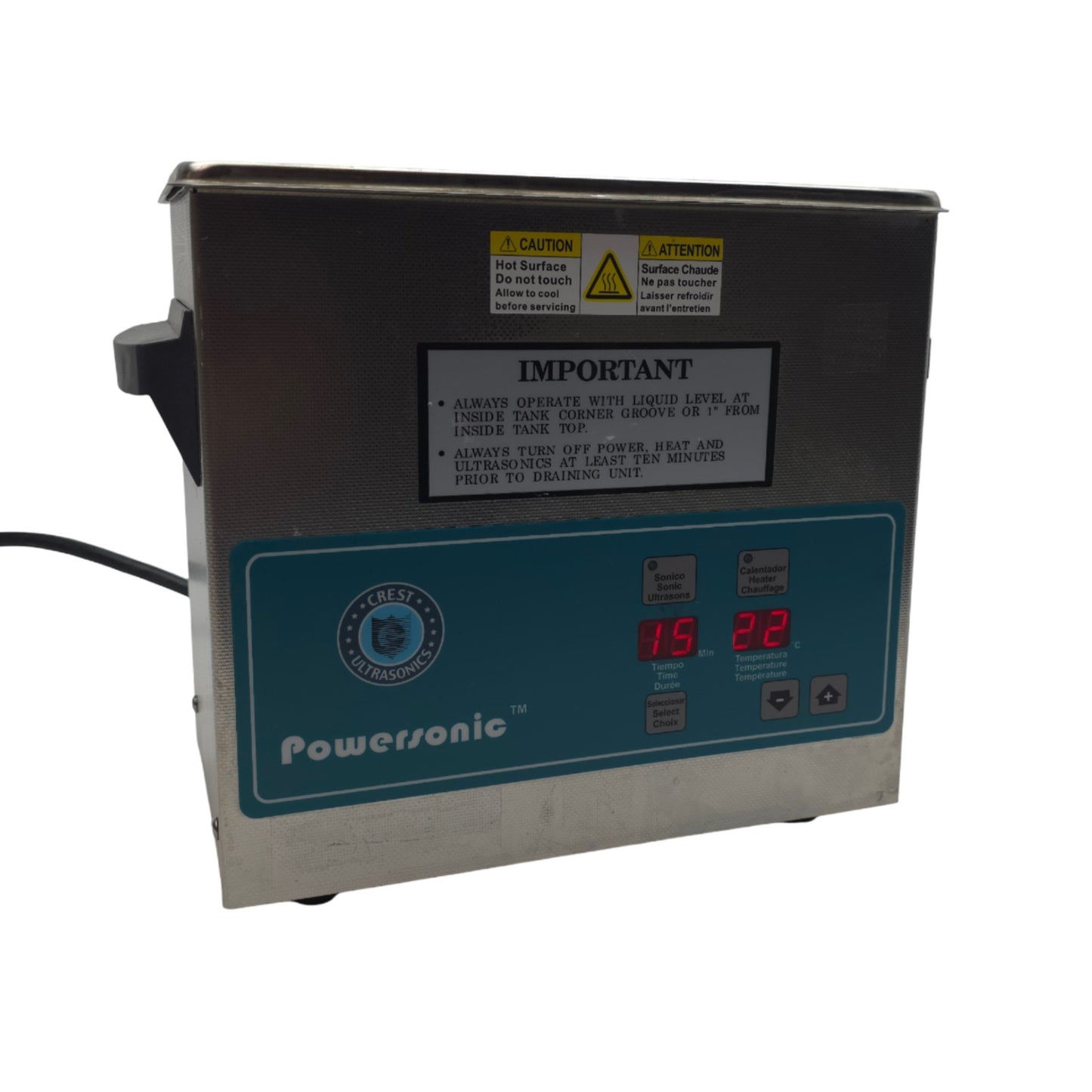 Used Crest Ultrasonics P230HT Powersonic Ultrasonic Cleaner 20-80°C, 3/4Gal, 115VAC