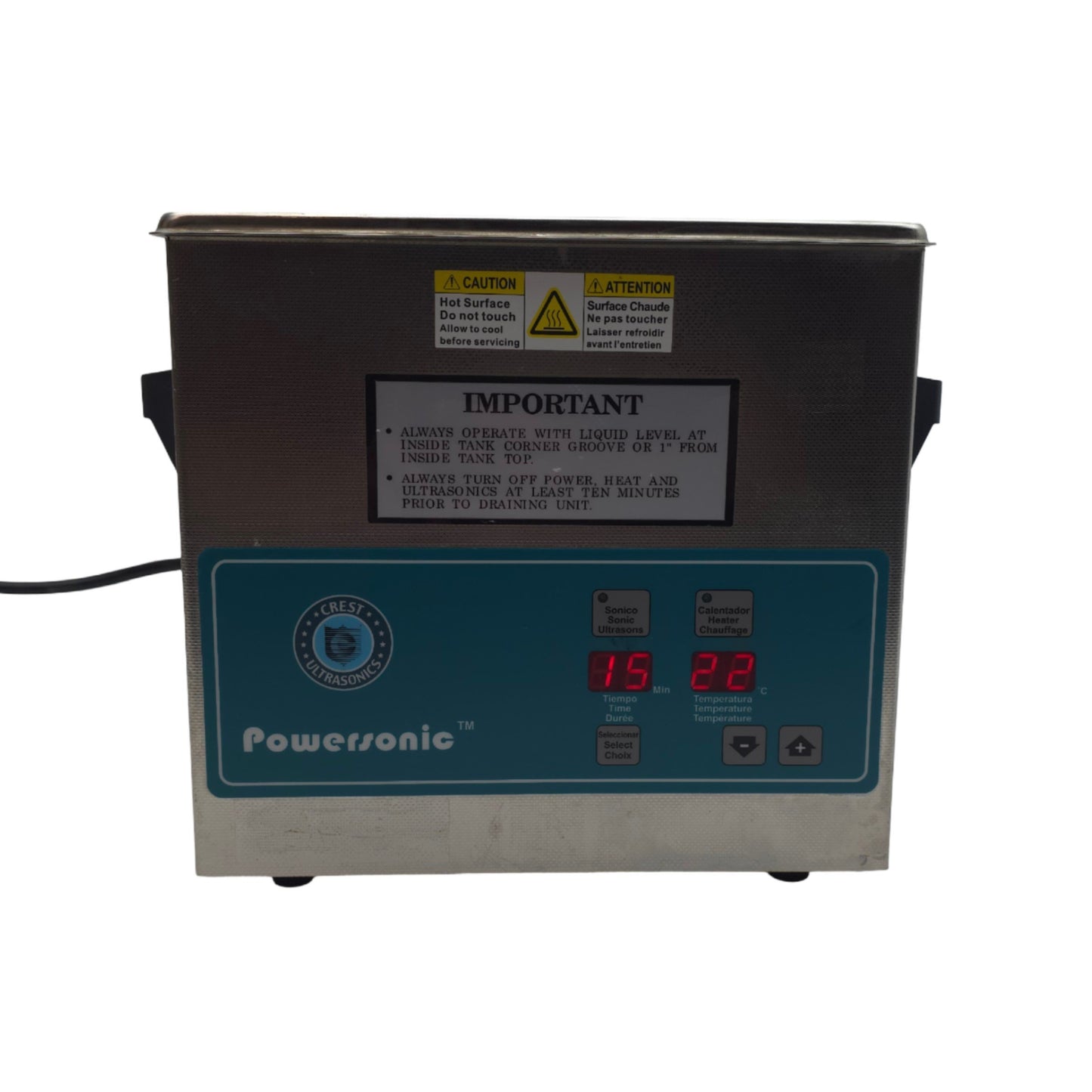 Used Crest Ultrasonics P230HT Powersonic Ultrasonic Cleaner 20-80°C, 3/4Gal, 115VAC