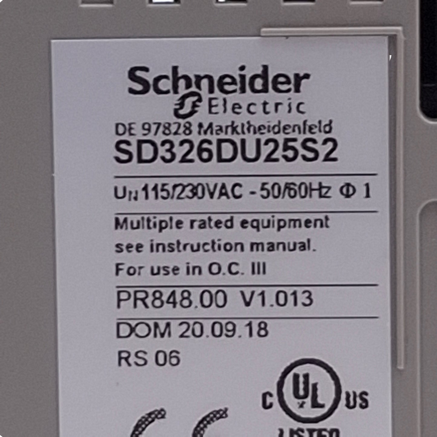 Used Schneider Electric SD326DU25S2 Stepper Motor Drive 115/230VAC, 180/270W