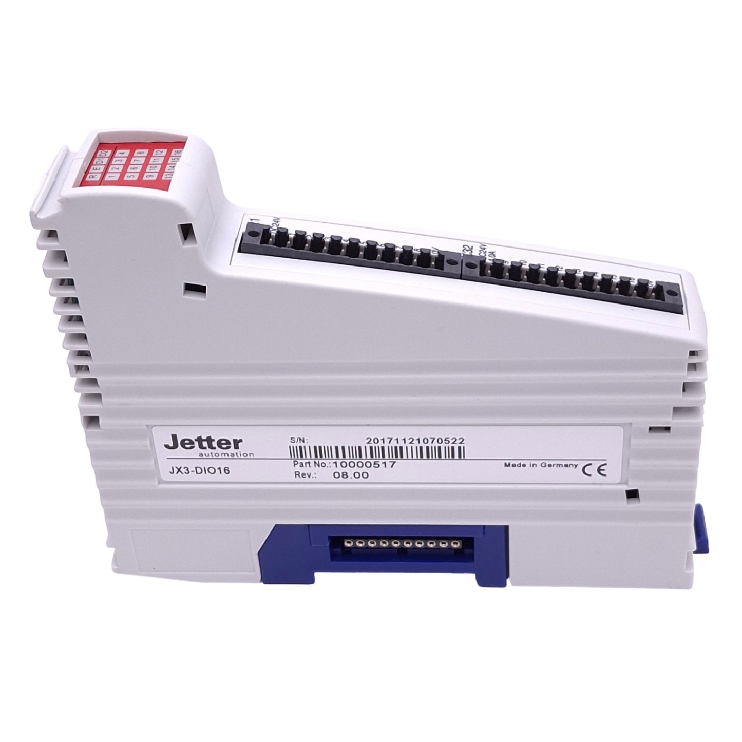 Used Jetter JX3-DIO16 Digital I/O Expansion Module, 16-Channel 8DI 8DO, 24VDC