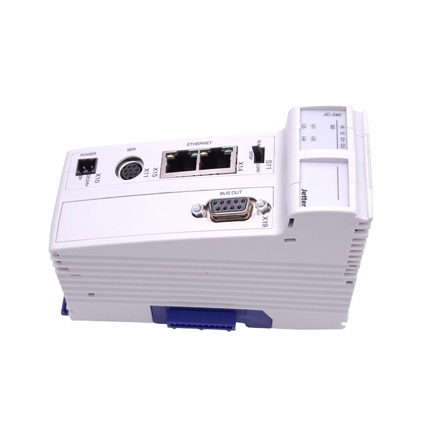 Used Jetter JC-340-0 JetControl PLC Module, 3-Axis, DB9F RJ45, 24VDC, DIN Rail