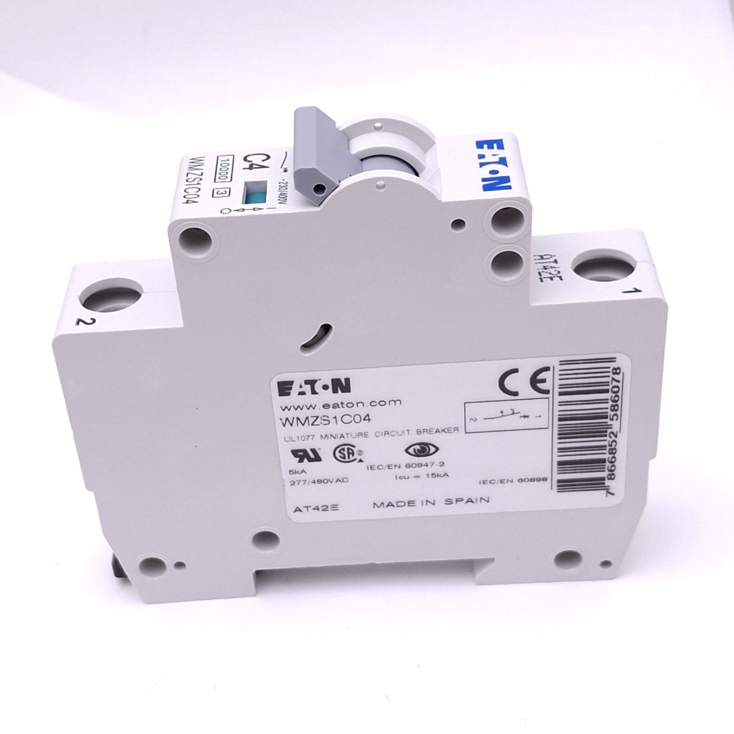 New Eaton WMZS1C04 Mini Circuit Breaker, 1-Pole 4A, 277/480VAC Max, DIN Rail