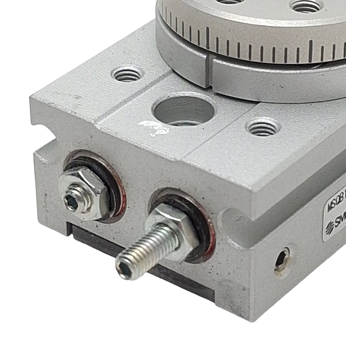Used SMC MSQB1A Pinion Style Rotary Table, ø6mm Bore, 0-190° Angle, 0.7MPa, M3x0.5