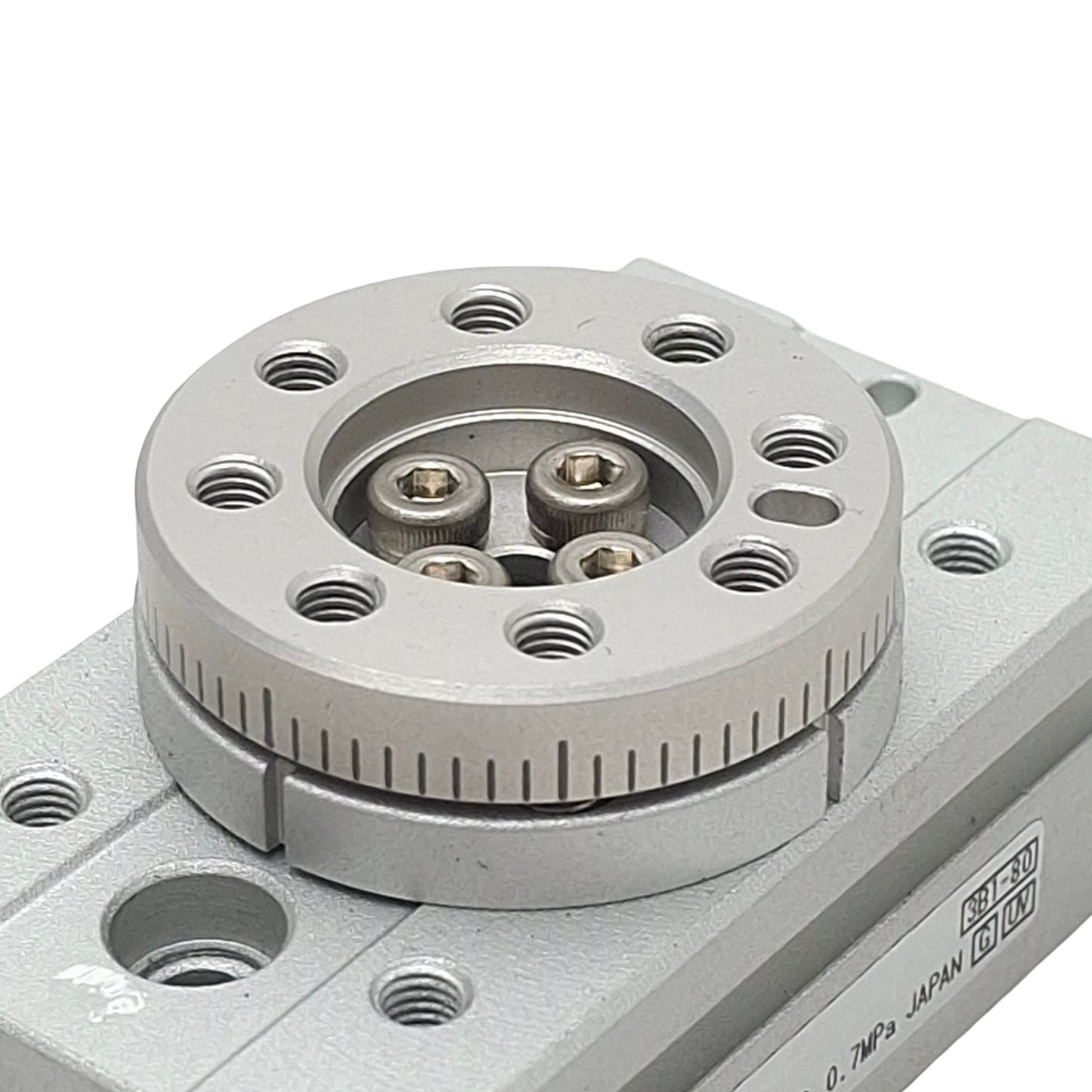 Used SMC MSQB1A Pinion Style Rotary Table, ø6mm Bore, 0-190° Angle, 0.7MPa, M3x0.5