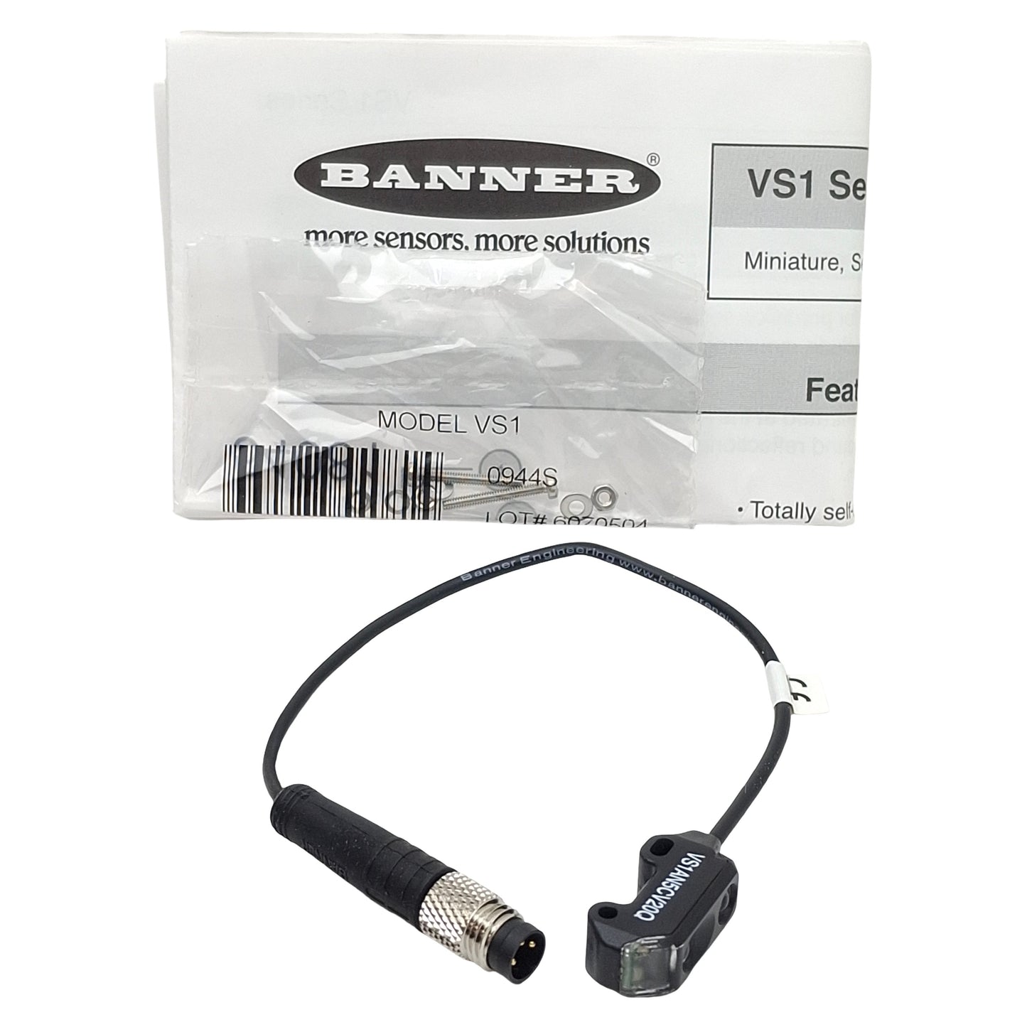 New Banner VS1AN5CV20Q Convergent Proximity Sensor, NPN, 20mm Range, 30VDC, 3-Pin M8