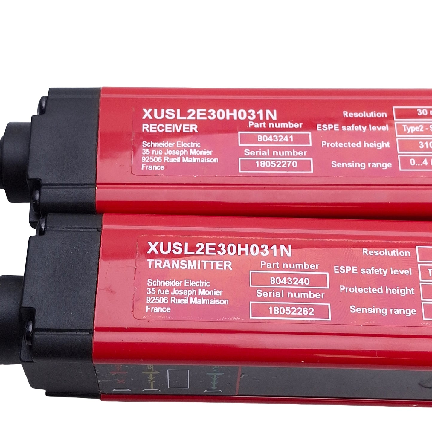 Used Telemecanique XUSL2E30H031N Light Curtain Transmitter & Receiver, 310mm Height