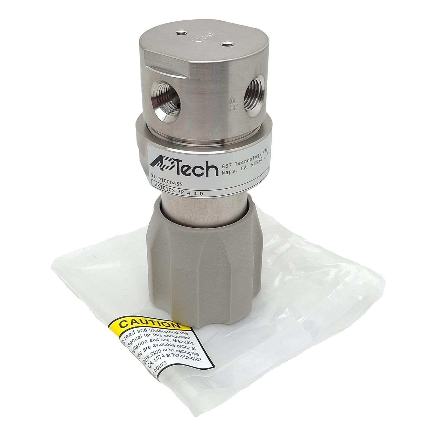 Used SMC APTech AK1010S3P440 Pressure Regulator, 3500psi In, 100psi Set, 1/4in NPT