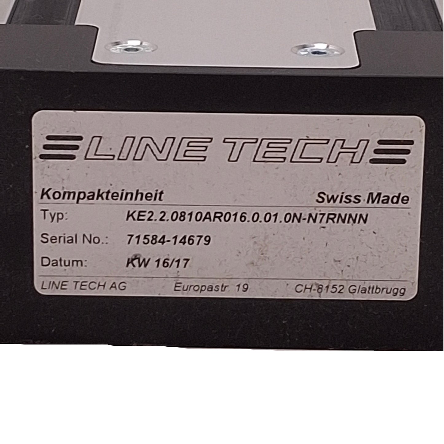 Used Line Tech KE2.2.0810AR016.0.01.0N-N7RNNN Compact Linear Actuator 810mm Stroke