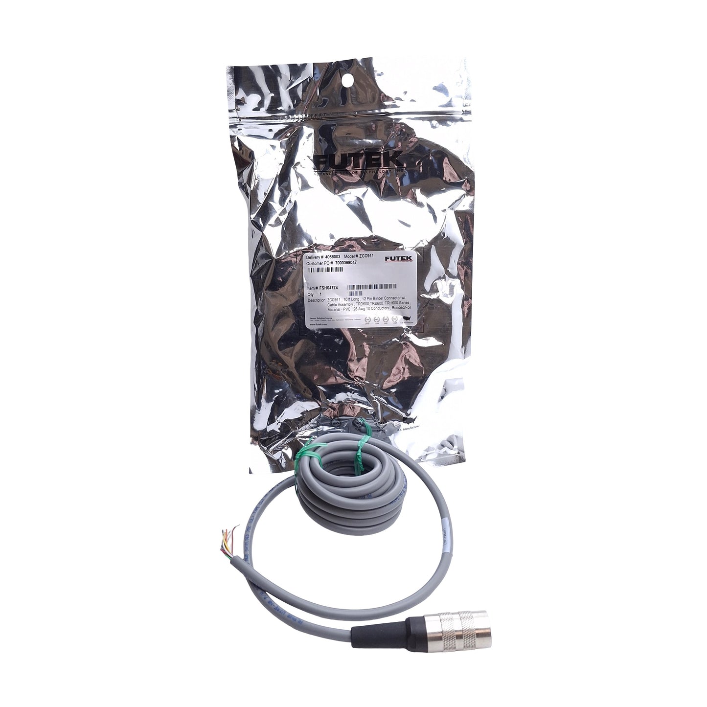 New – Open box Futek ZCC911 Binder Connector with Cable Assembly, 10ft, 12-Pin, TRD/TRS/TRH600