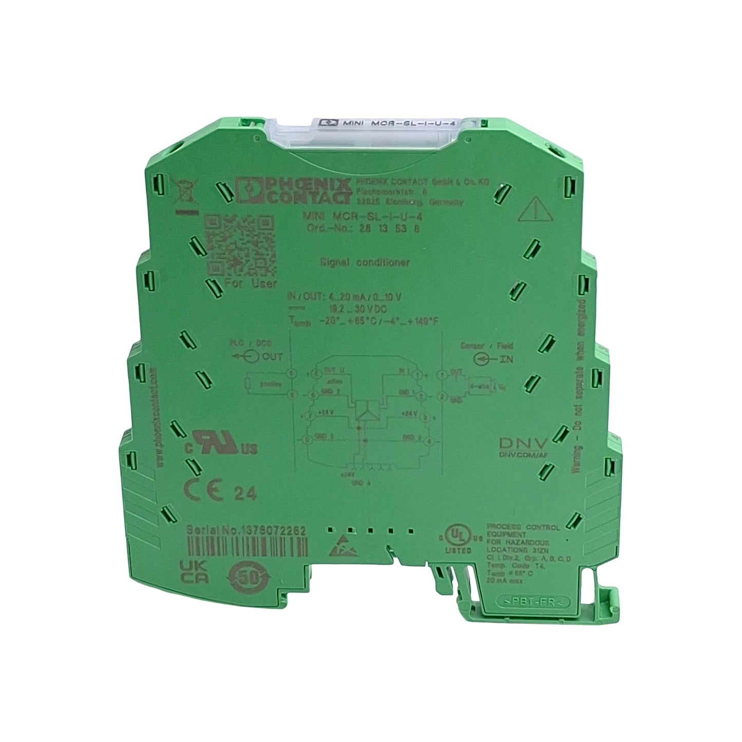 Used Phoenix Contact 2813538 MINI MCR-SL-I-U-4 Signal Conditioner, 4-20mA In, 10V Out