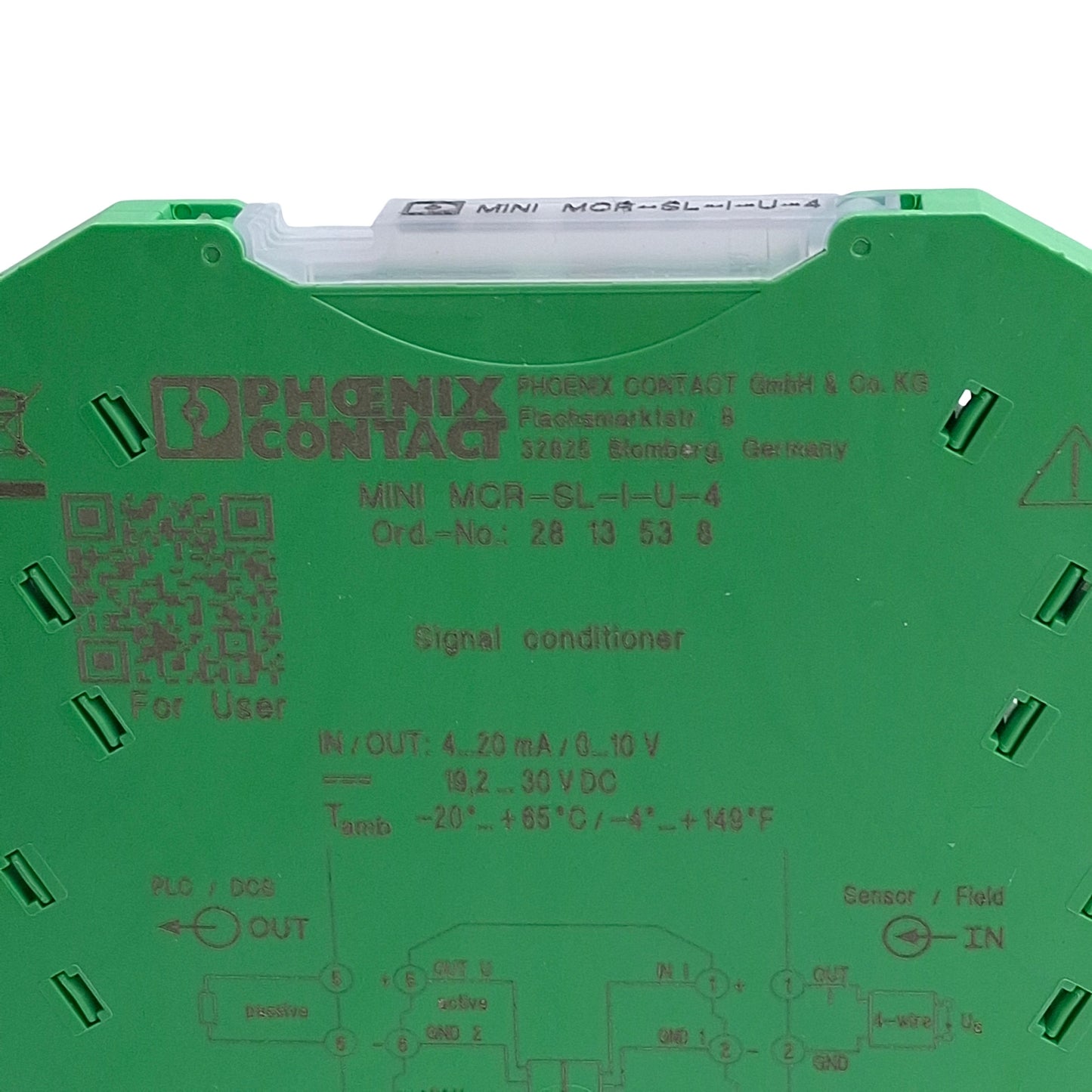 Used Phoenix Contact 2813538 MINI MCR-SL-I-U-4 Signal Conditioner, 4-20mA In, 10V Out