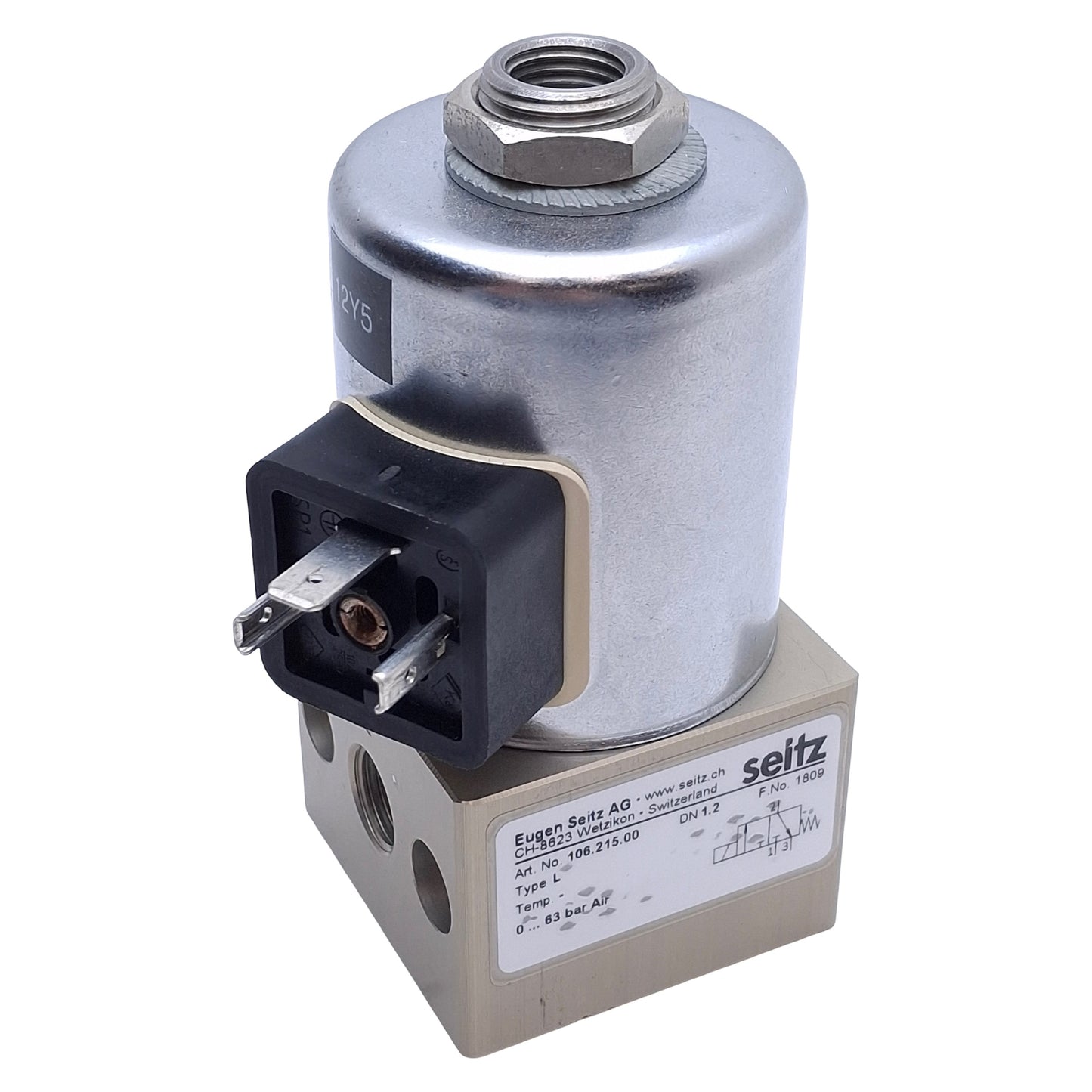 Used Eugen Seitz CH-8623 Solenoid Valve 3-Position 2-Way, G1/4" Port, 24VDC Coil