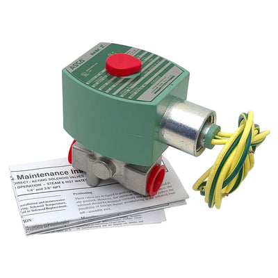 New Asco 8263H321 Red-Hat Solenoid Valve, 2-Way 3/8in NPT, 60psi Max, 220/240V Coil