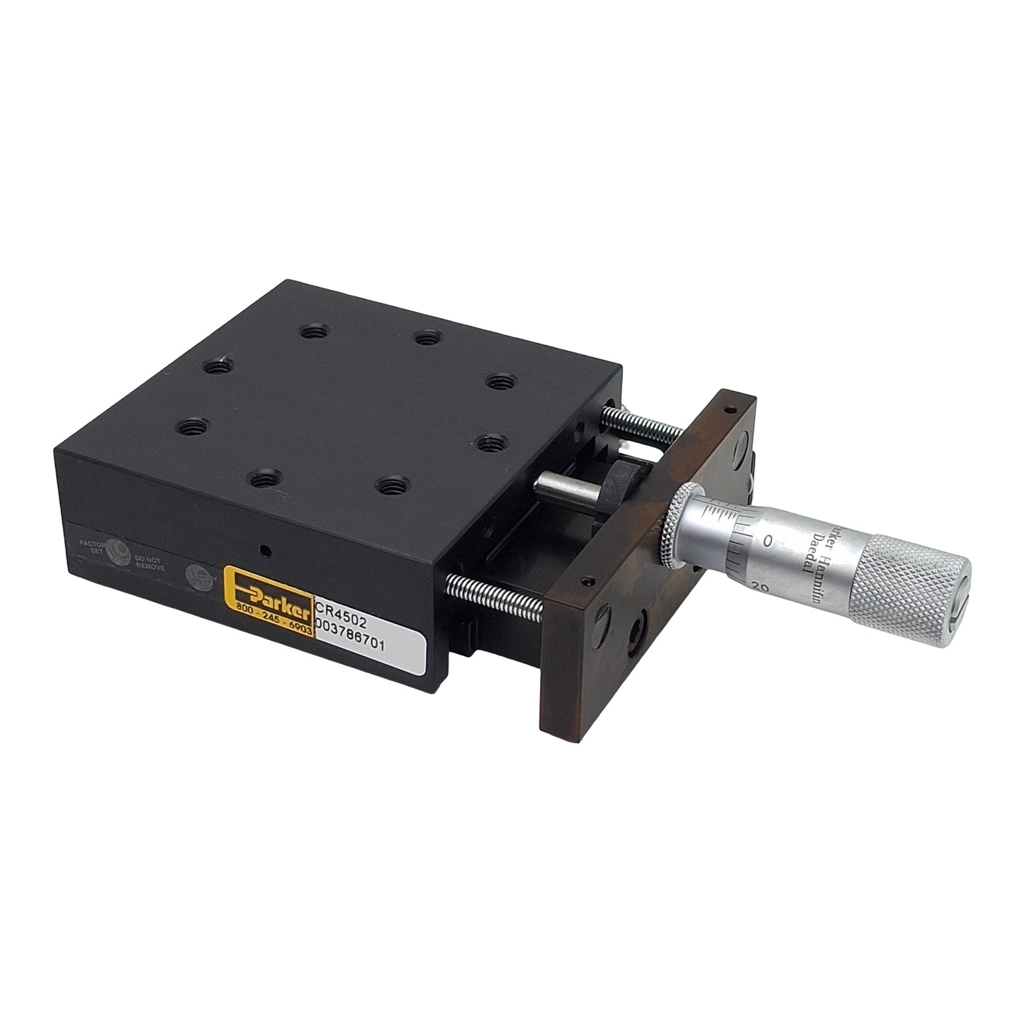 New – Open box Parker CR4502 Linear Crossed Roller Stage, 0.5in Travel, 2.62in Stage, 111lbs